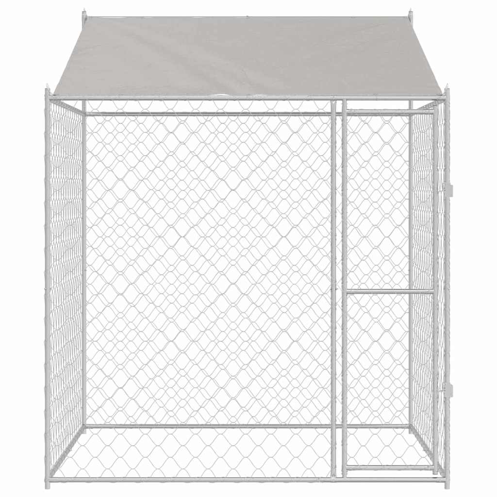 Dog Cage with Roof Silver 200 x 200 x 258 cm Steel and PE
