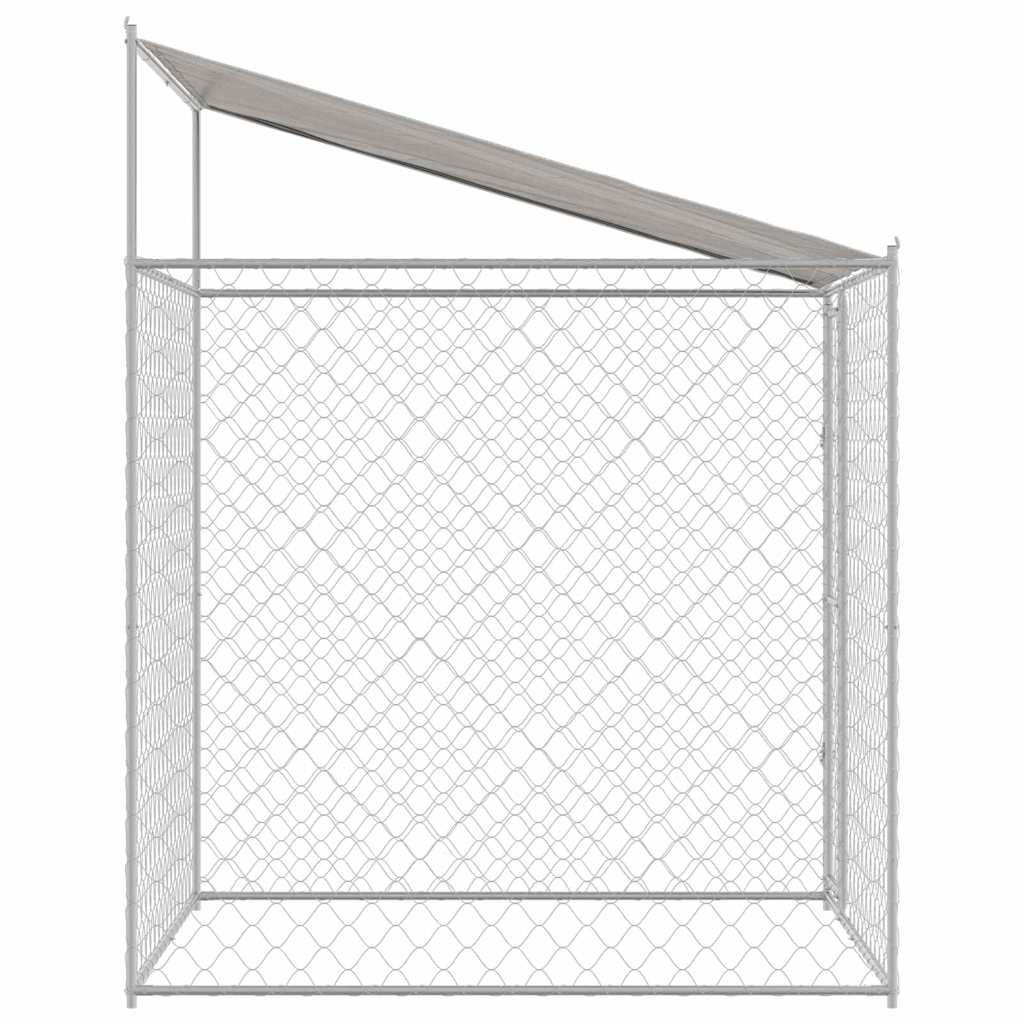 Dog Cage with Roof Silver 200 x 200 x 258 cm Steel and PE