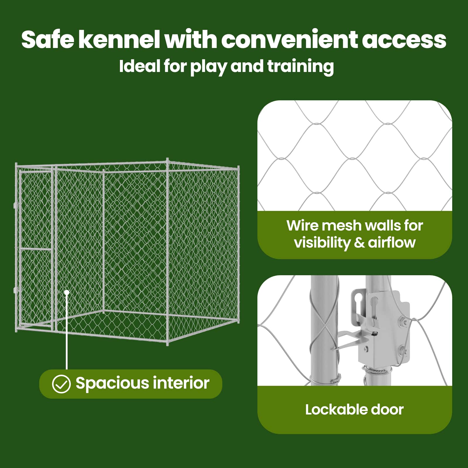Dog Cage Silver 200 x 200 x 200 cm Galvanised Steel