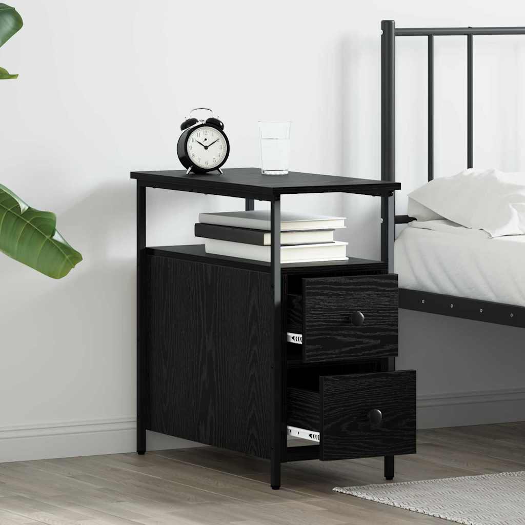 Bedside Cabinet Black oak 30 x 60 x 60 cm Engineered wood