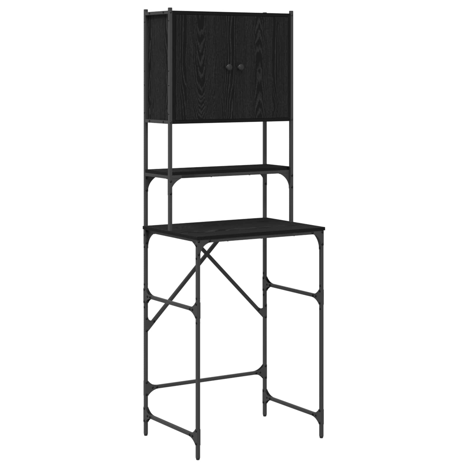 Washing Machine Cabinet Black 0ak 68 x 48,5 x 194 cm