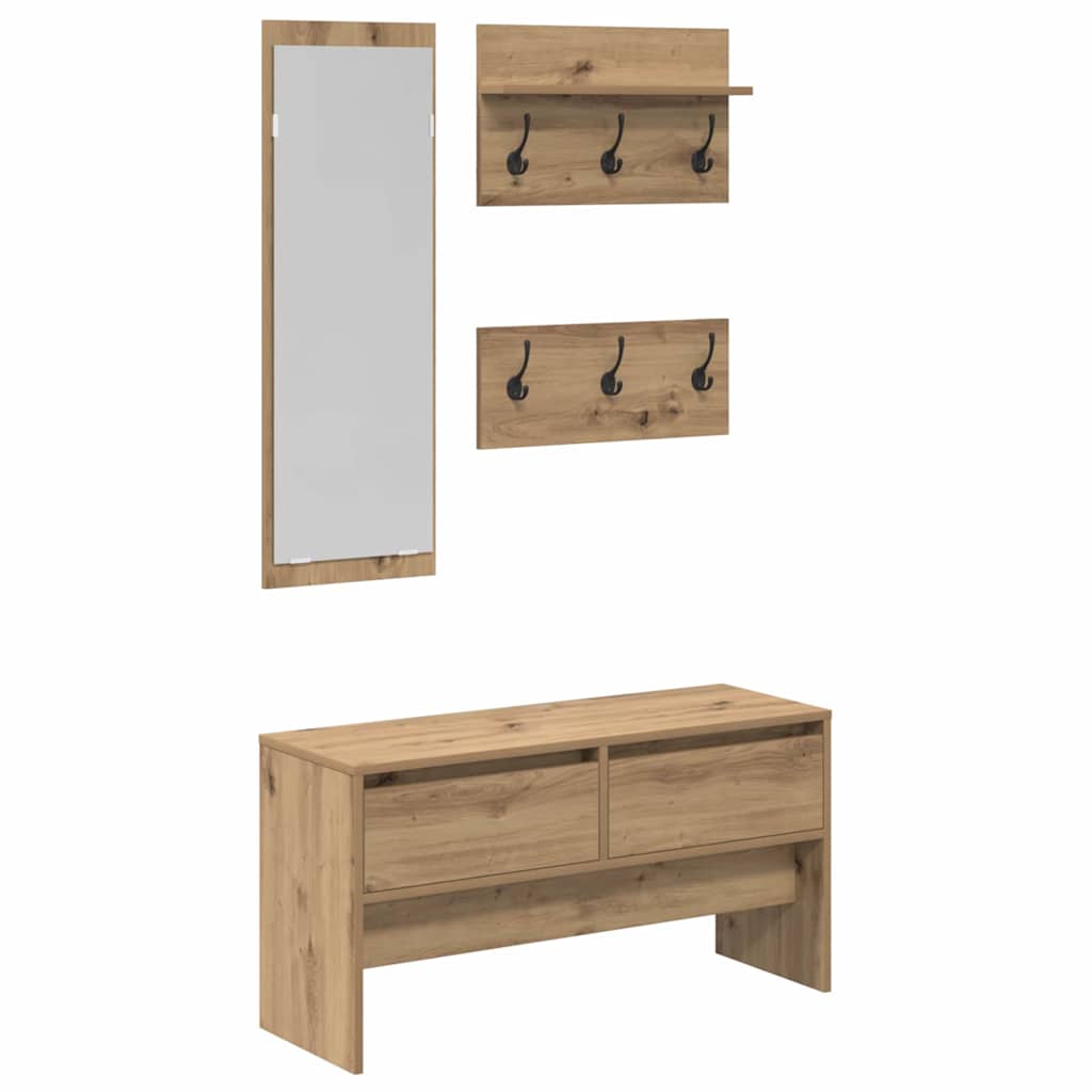 Hallway Furniture Set 4 pcs Artisian Oak Engineered Wood