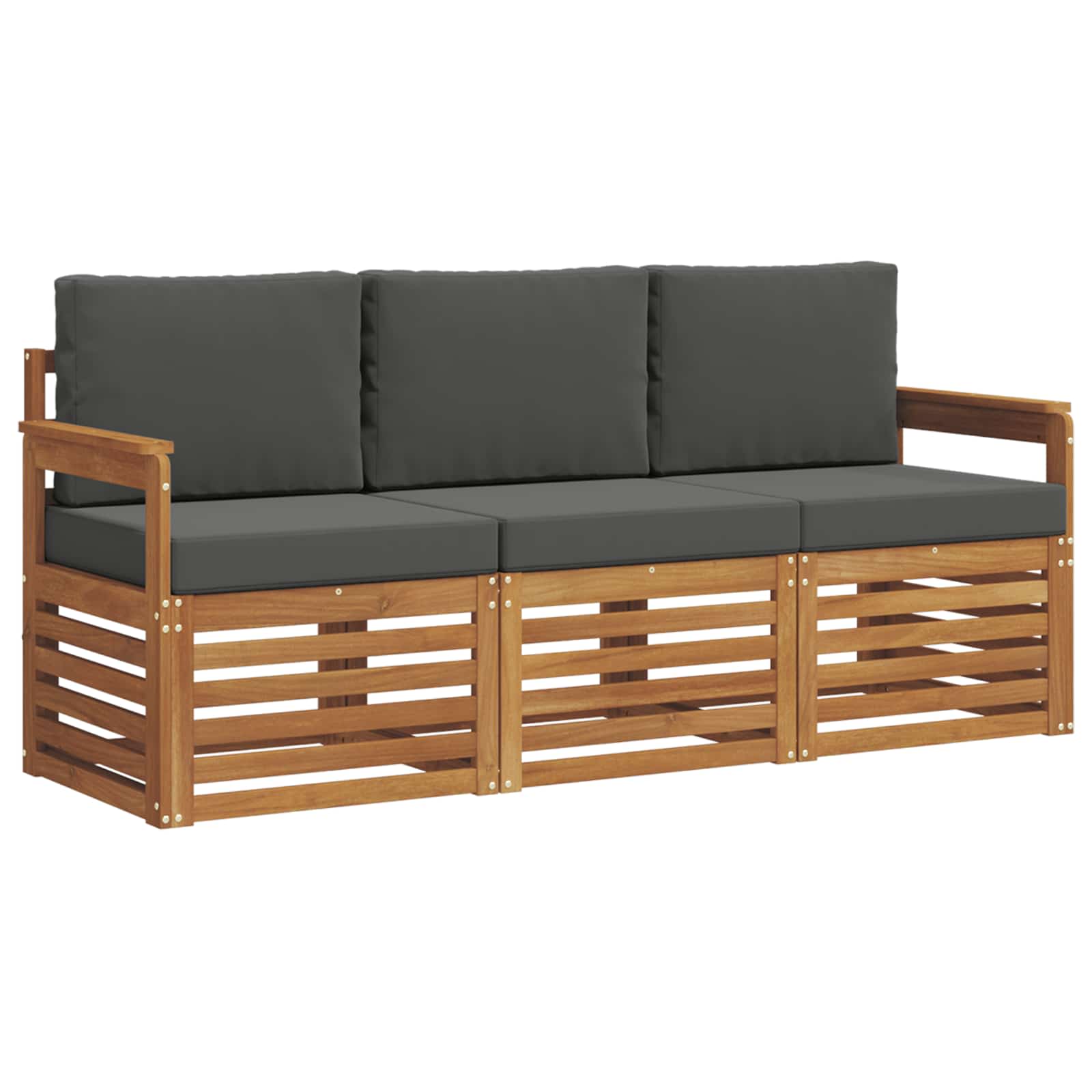 Sofa Sets 3 pcs Natural and Anthracite Solid Acacia Wood