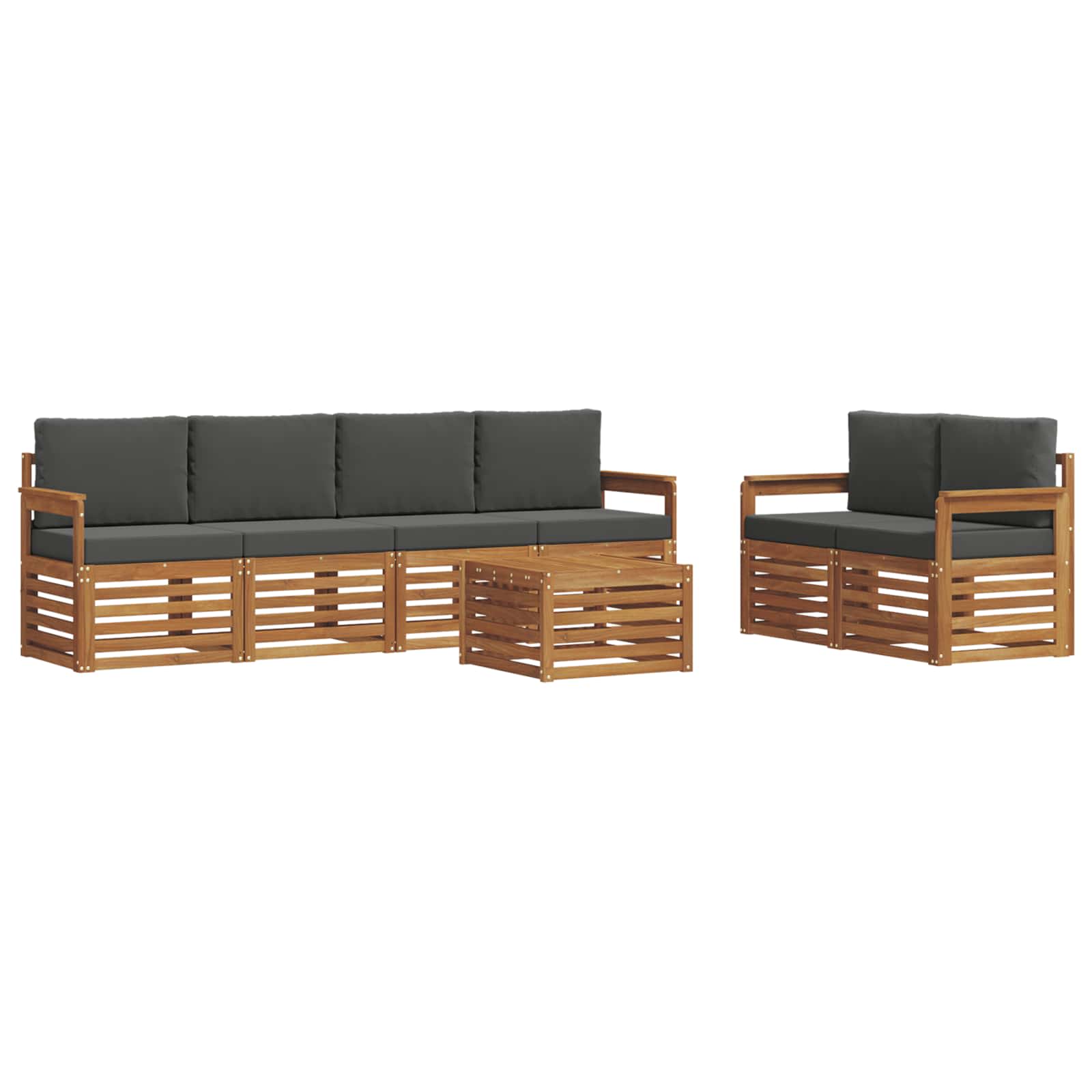 Outdoor Sofa Set 7 pcs Natural and Anthracite Solid Acacia Wood