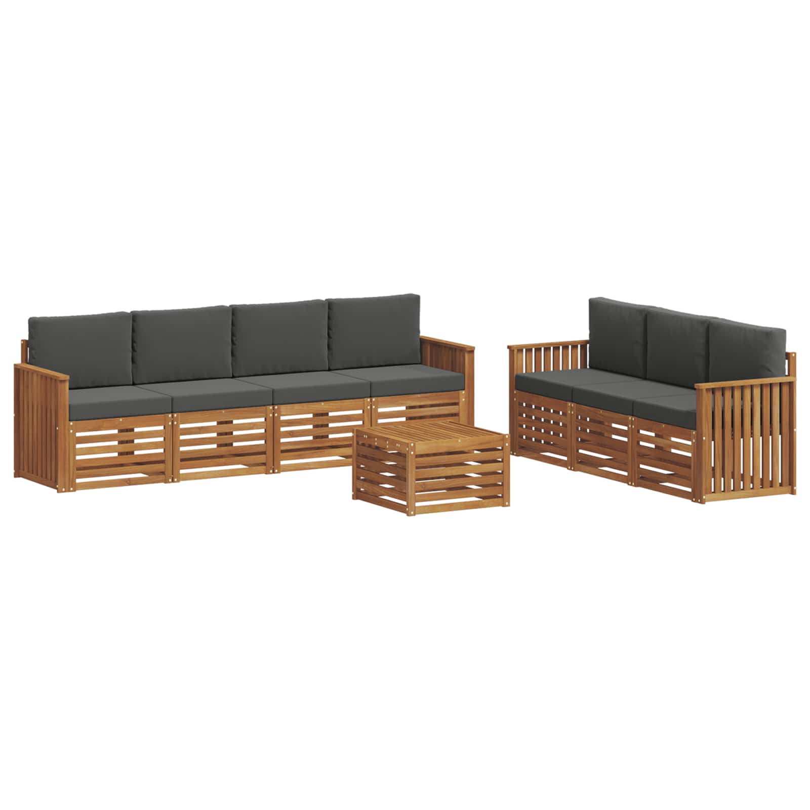 Sofa Sets 8 pcs Natural and Anthracite Solid Acacia Wood
