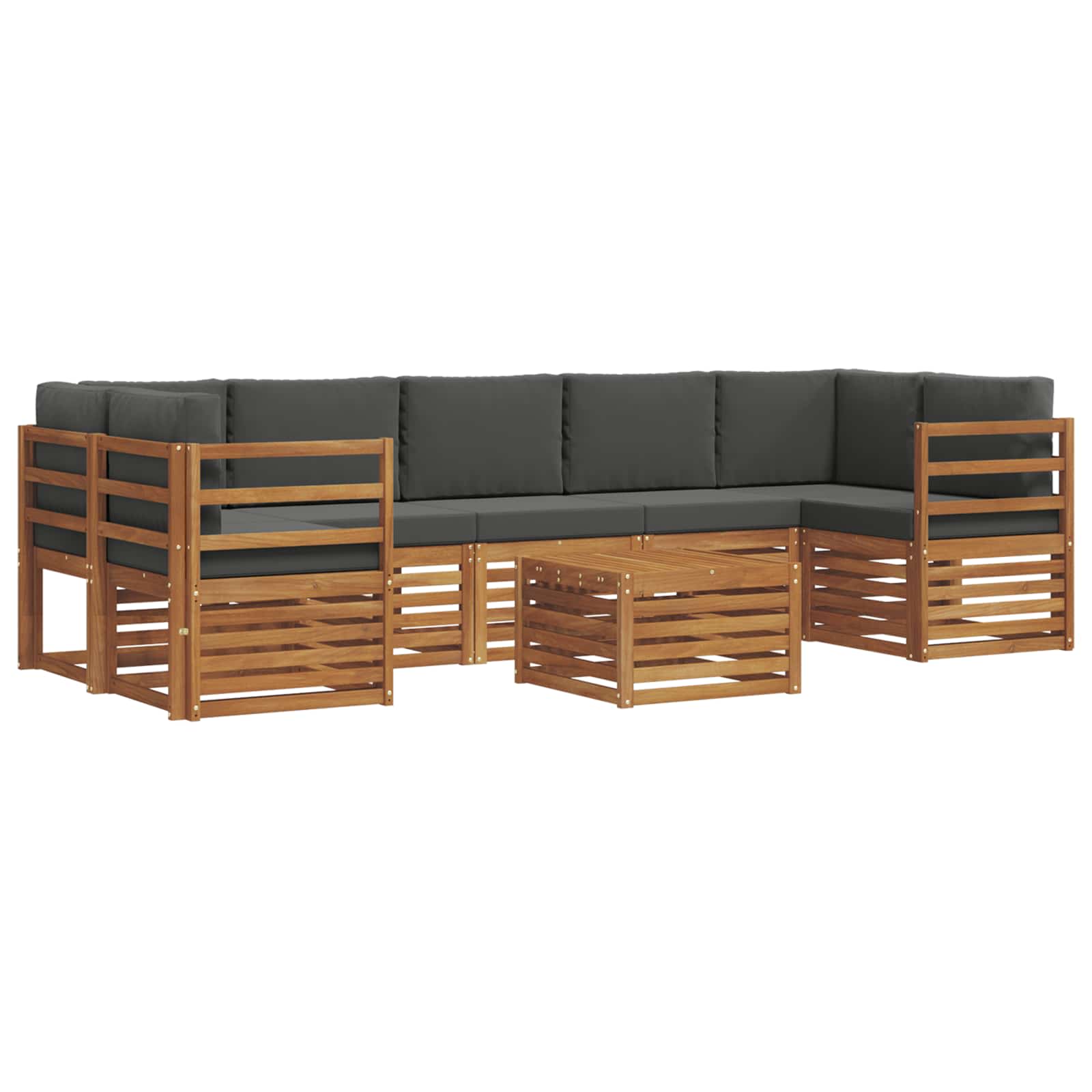 Outdoor Sofa Set 8 pcs Natural and Anthracite Solid Acacia Wood