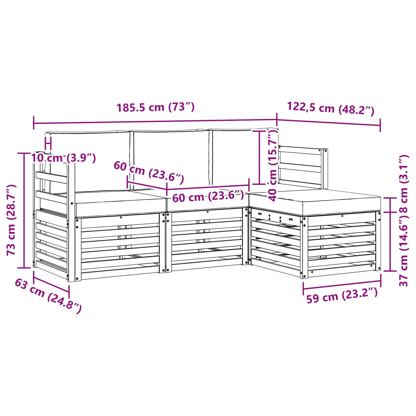 Outdoor Sofa Set with Cushion 4 pcs Natural and Anthracite