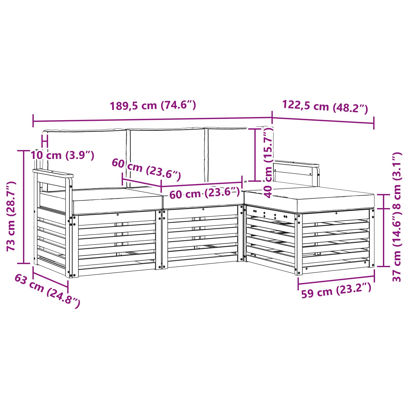 Outdoor Sofa Set with Cushion 4 pcs Natural and Anthracite