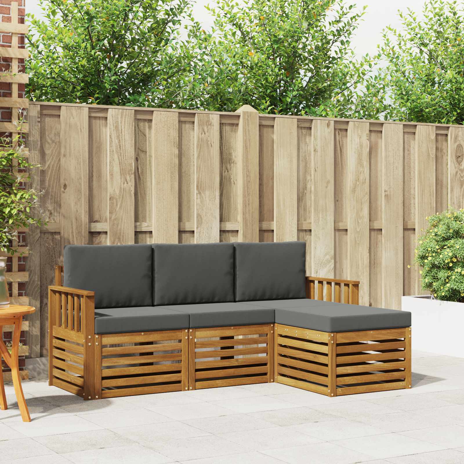 Outdoor Sofa Set with Cushion 4 pcs Natural and Anthracite