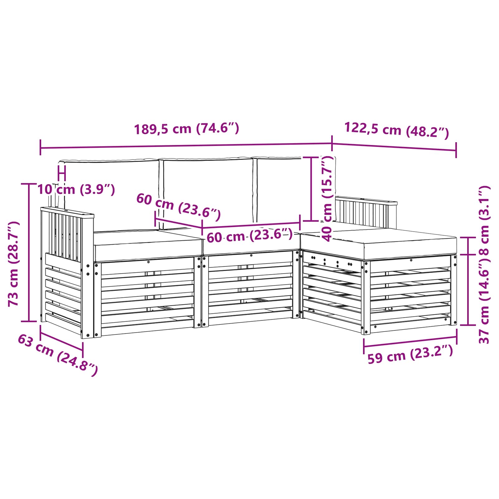 Outdoor Sofa Set with Cushion 4 pcs Natural and Anthracite