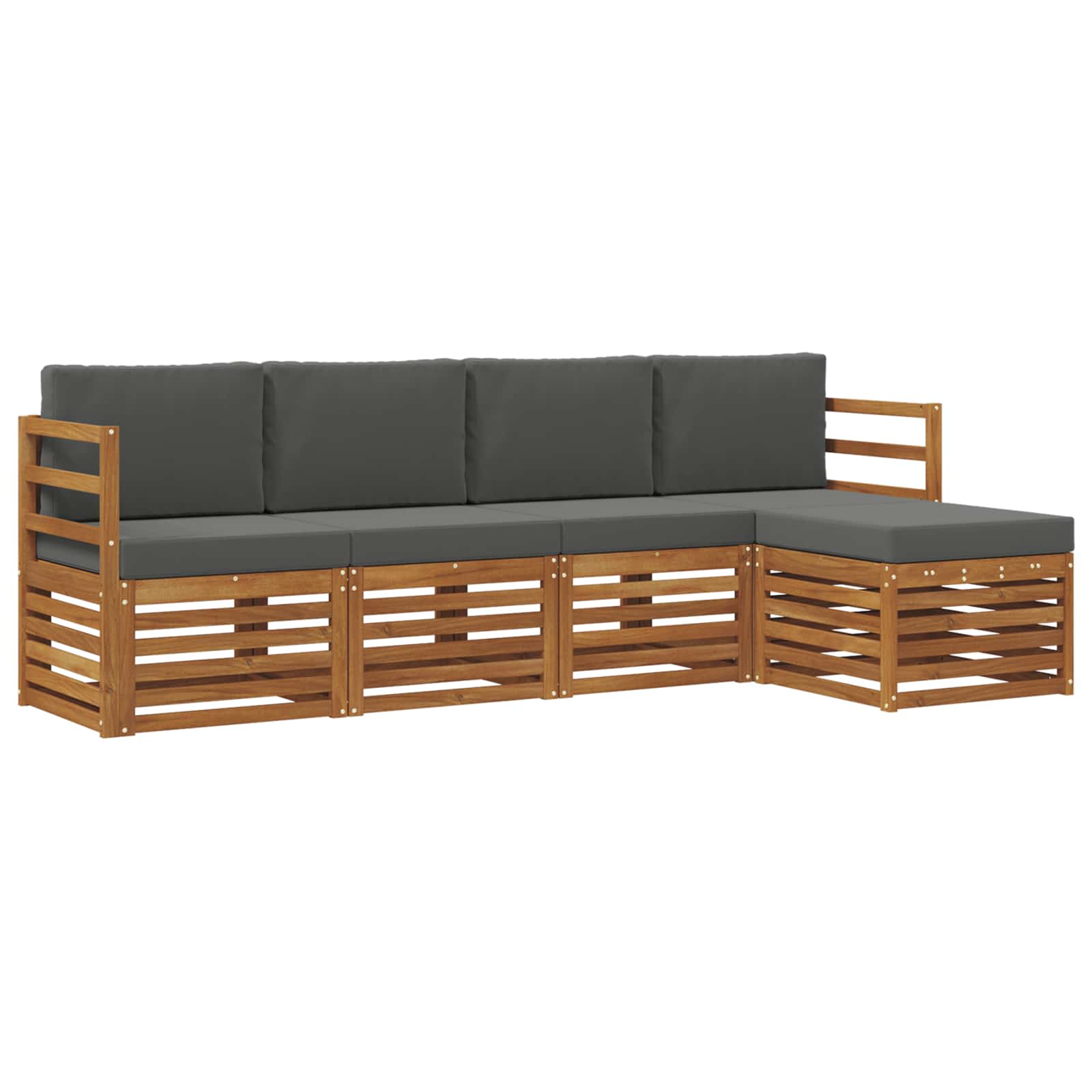 Outdoor Sofa Set with Cushion 5 pcs Natural and Anthracite