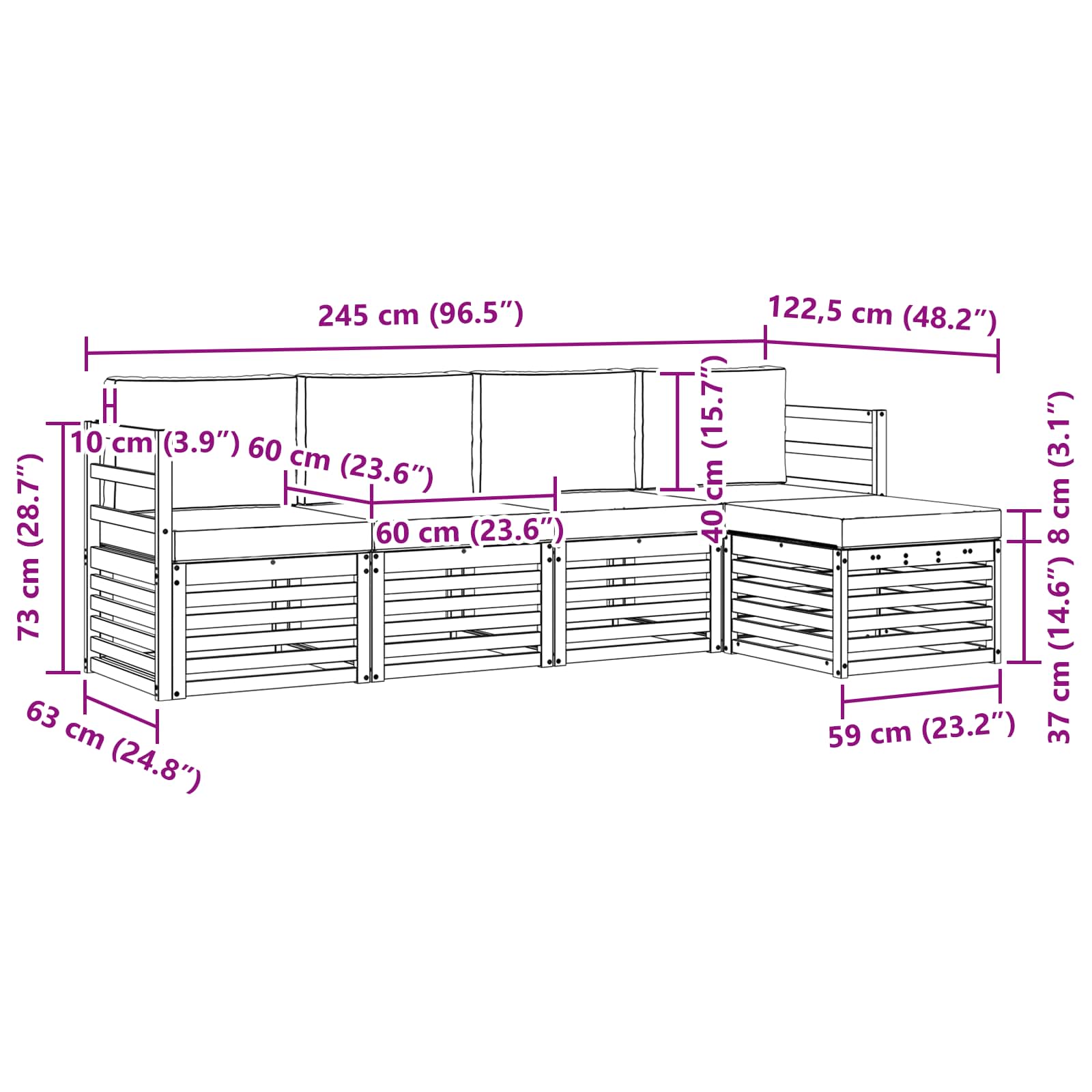 Outdoor Sofa Set with Cushion 5 pcs Natural and Anthracite