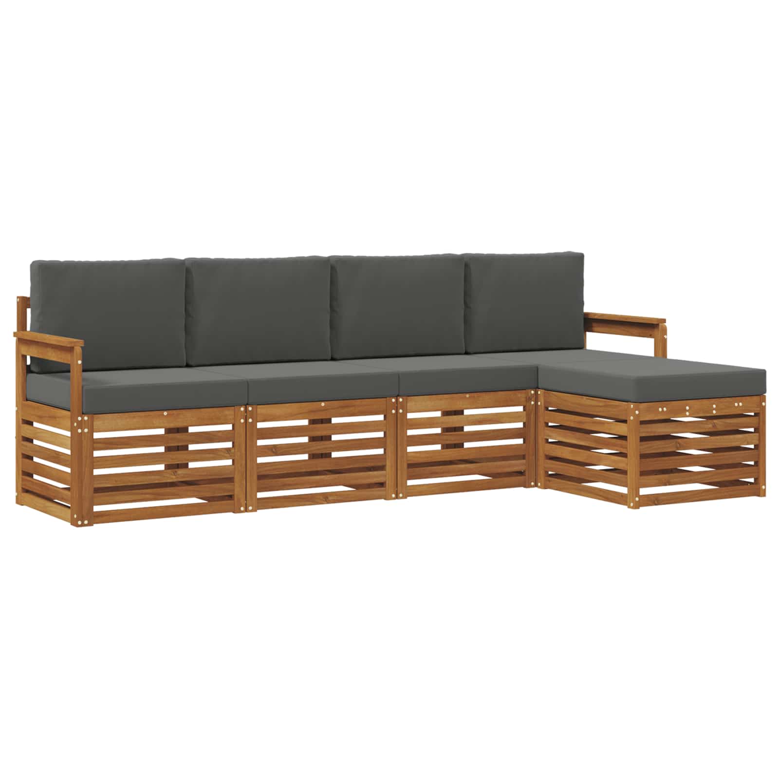 Outdoor Sofa Set with Cushion 5 pcs Natural and Anthracite
