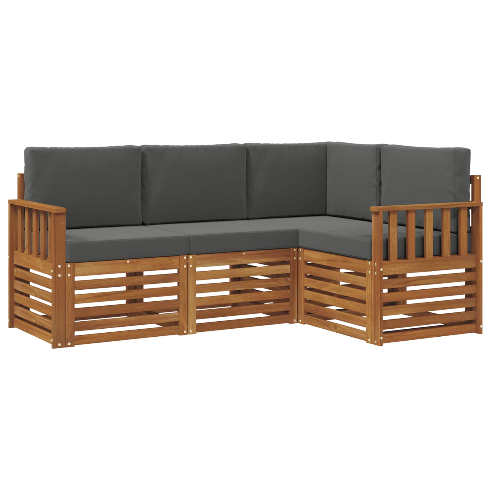 Sofa Sets 4 pcs Natural and Anthracite Solid Acacia Wood