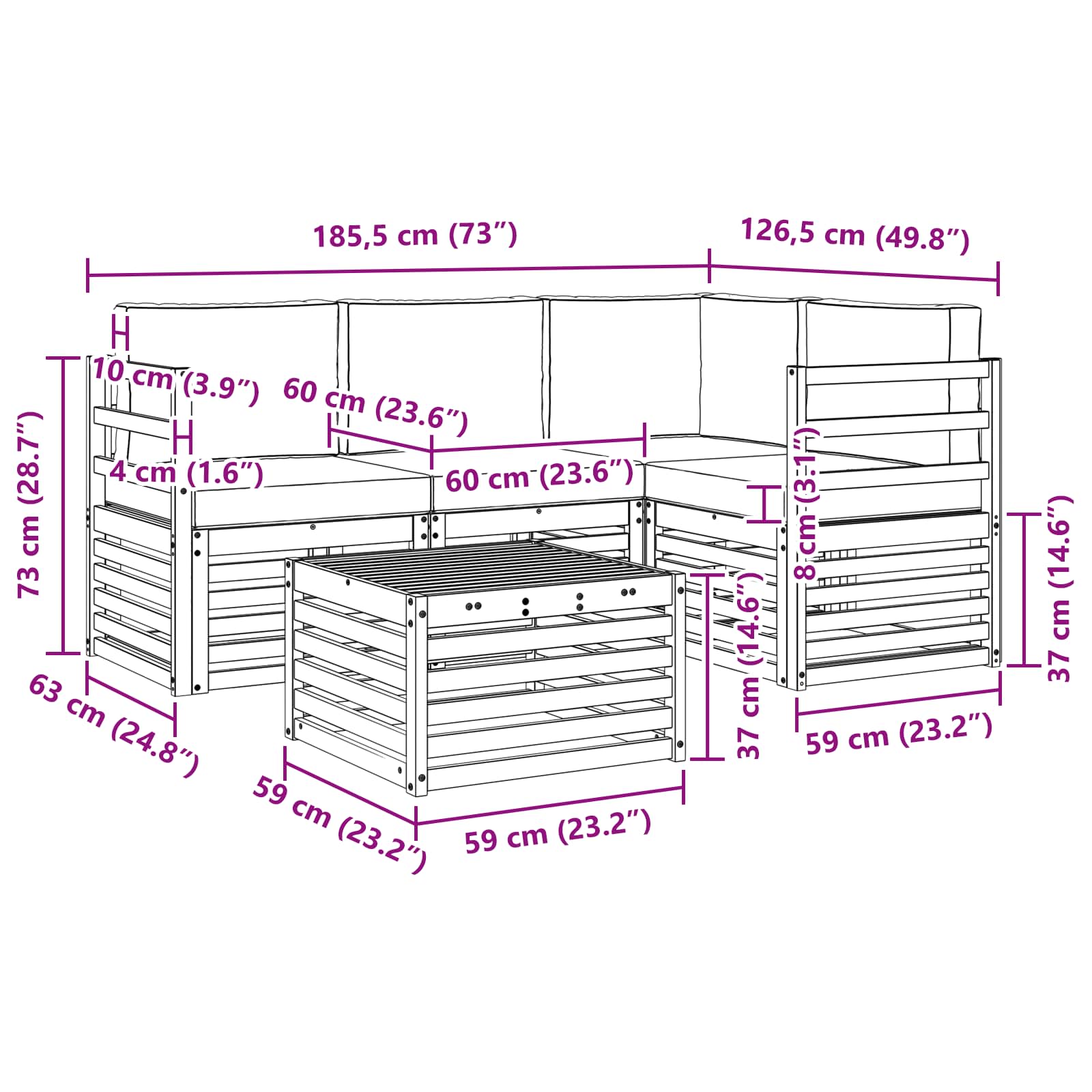 Outdoor Sofa Set with Cushion 5 pcs Natural and Anthracite