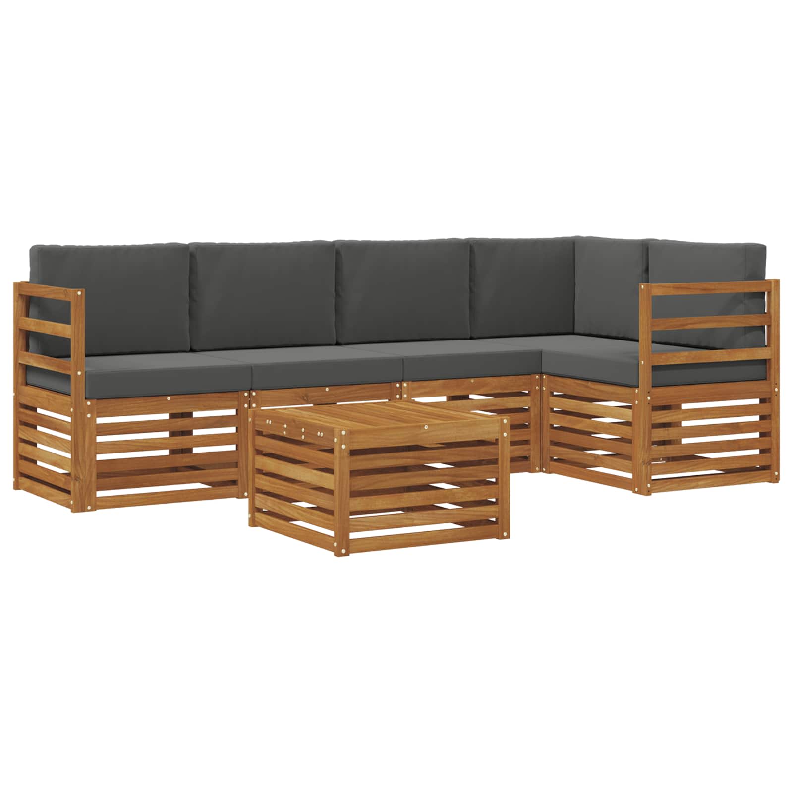 Sectional Sofa Set with Cushion 6 pcs Natural and Anthracite