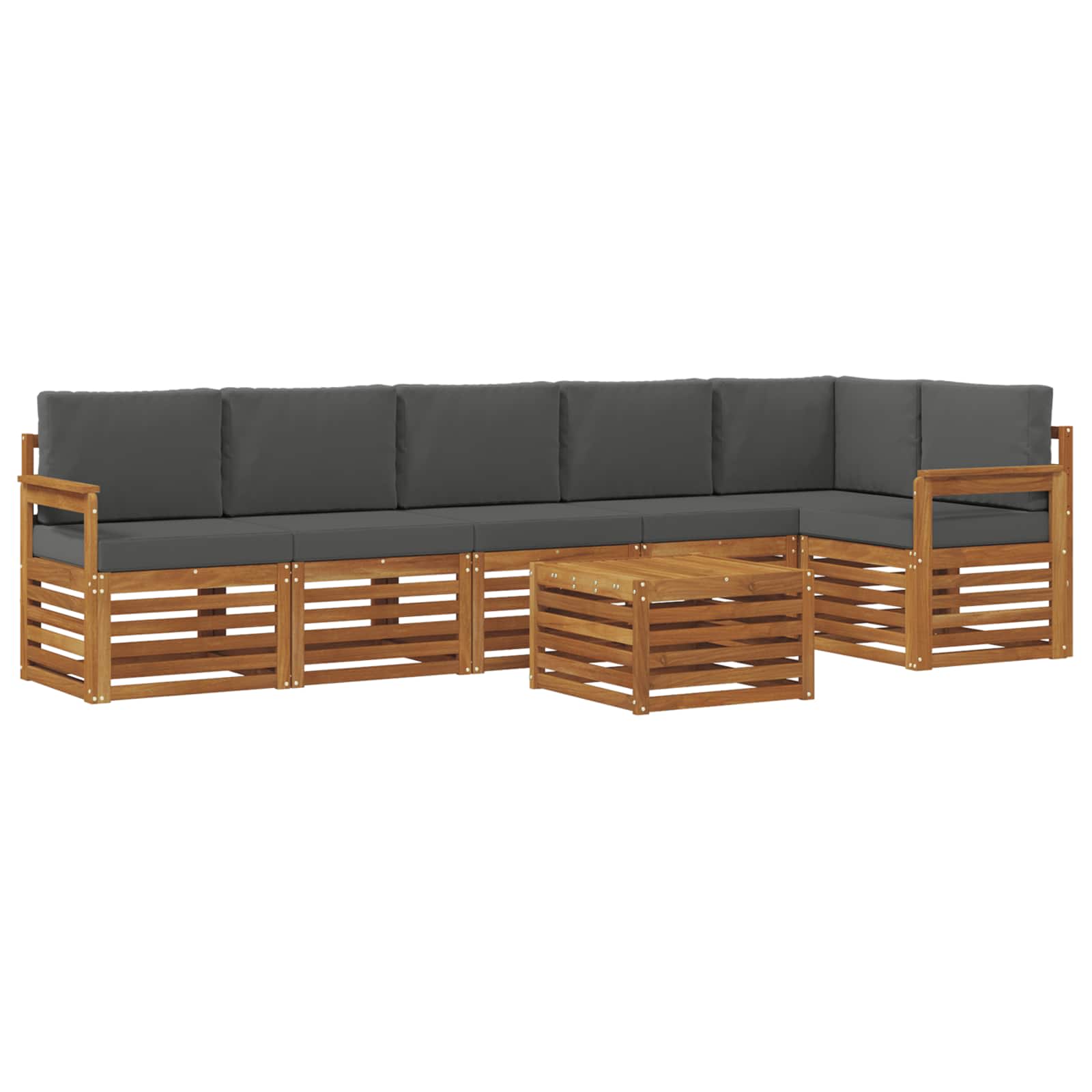 Sectional Sofa Set with Cushion 7 pcs Natural and Anthracite