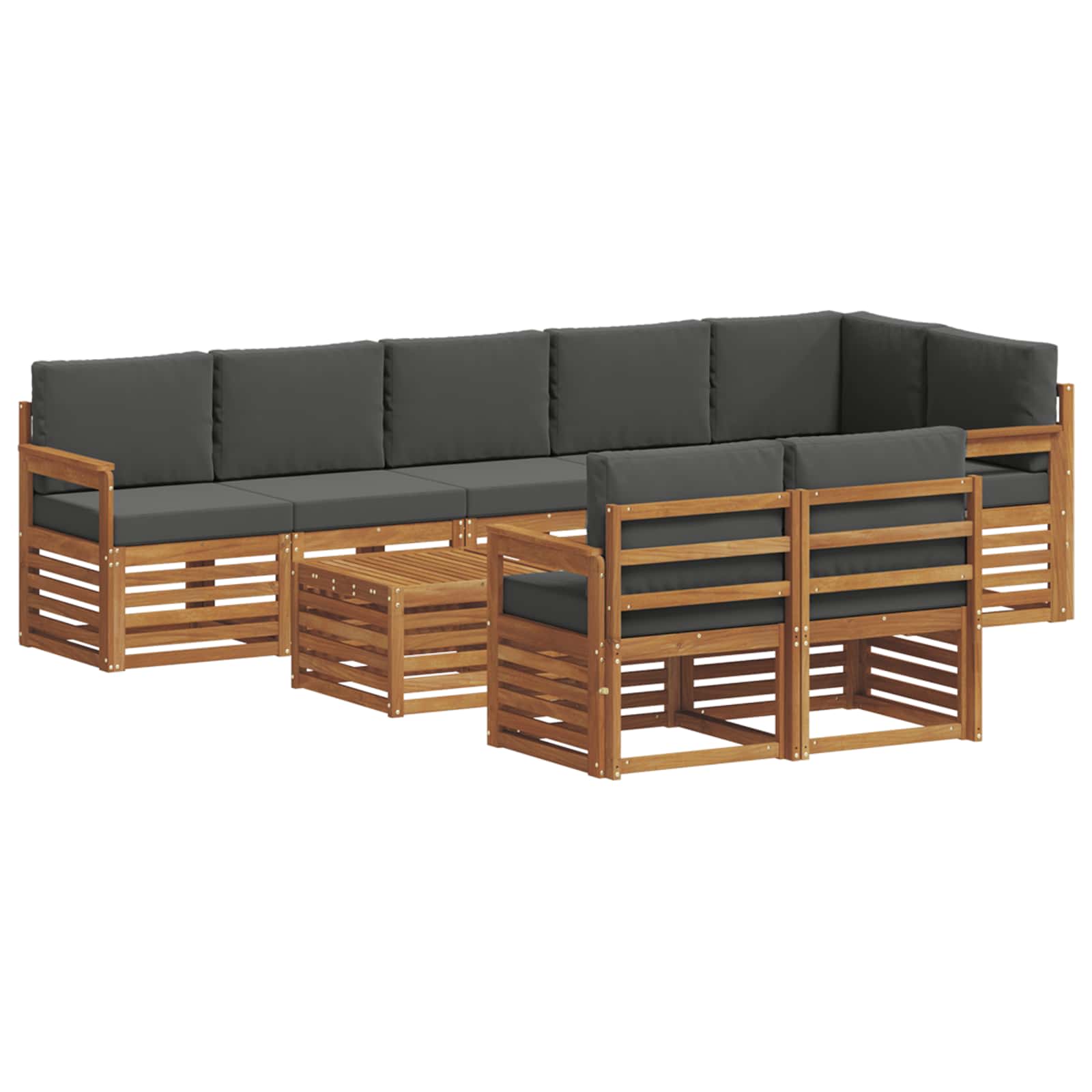 Sofa Sets 9 pcs Natural and Anthracite Solid Acacia Wood