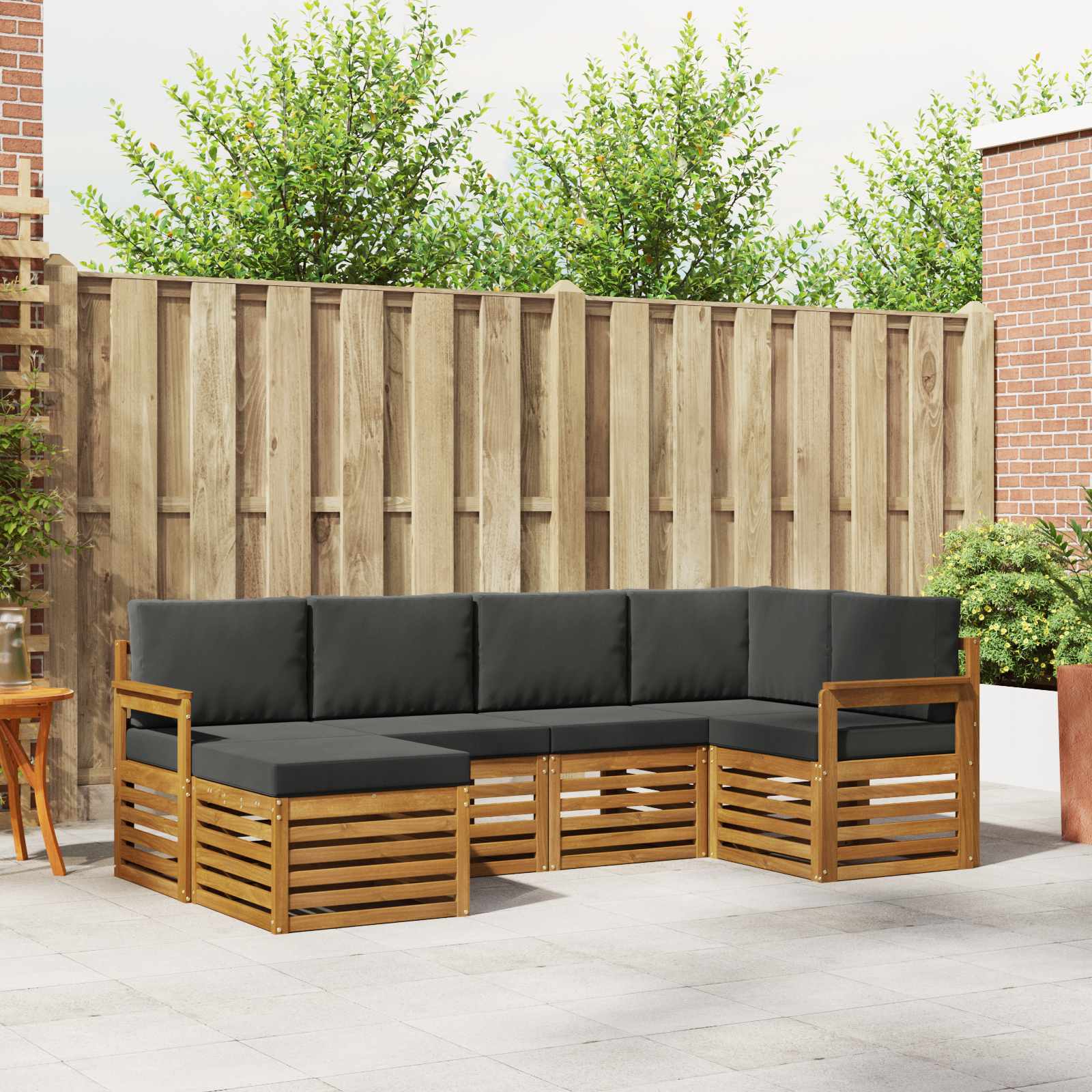 Sectional Sofa Set with Cushion 6 pcs Natural and Anthracite
