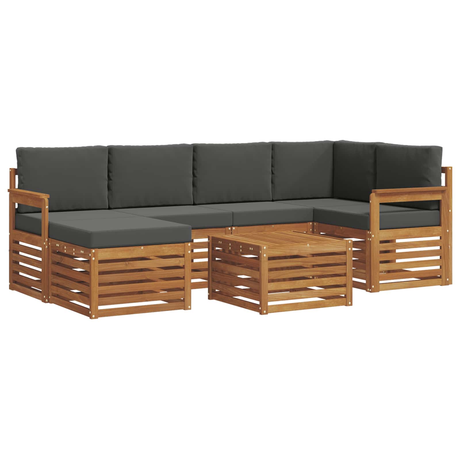 Sectional Sofa Set with Cushion 7 pcs Natural and Anthracite