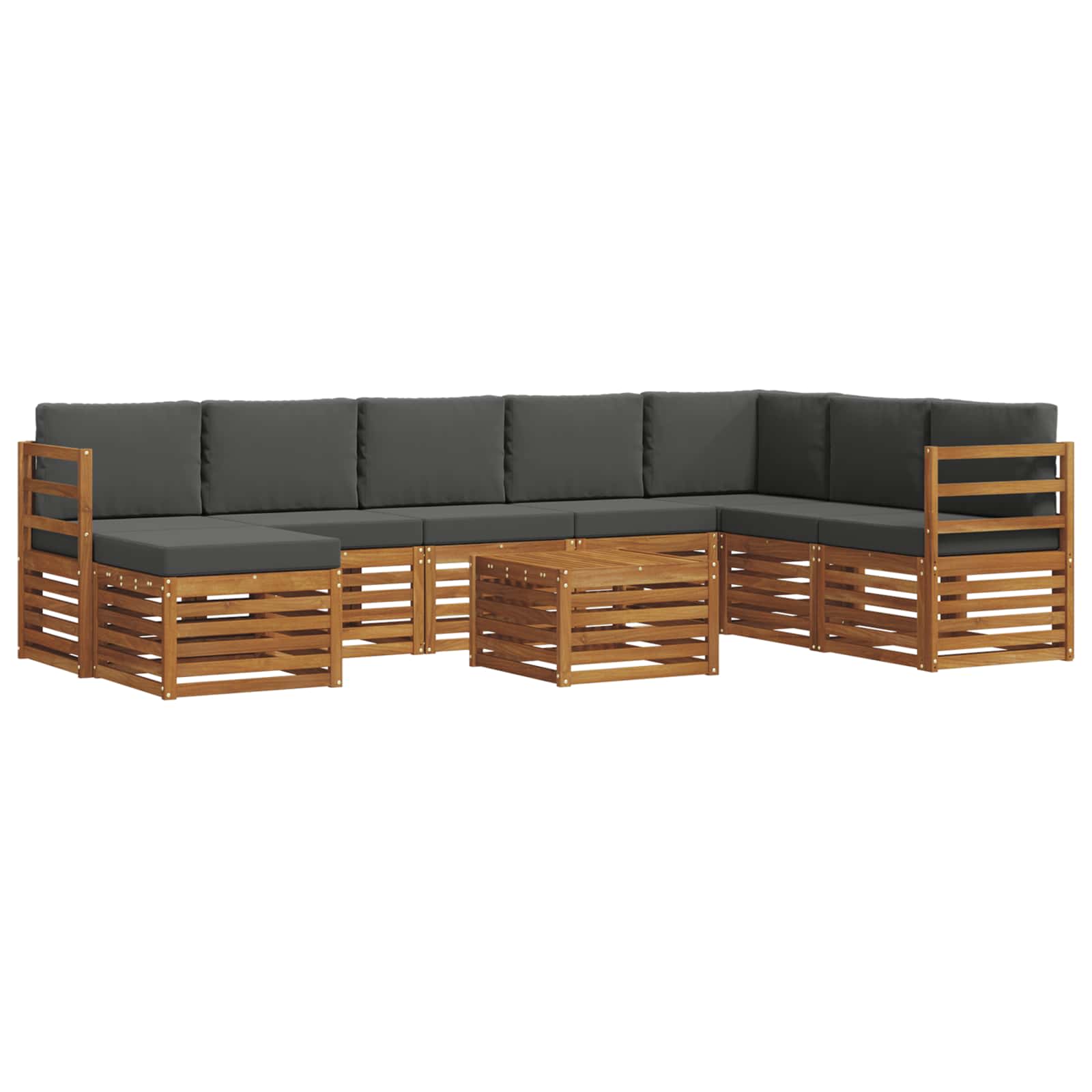 Outdoor Sofa Set 9 pcs Natural and Anthracite Solid Acacia Wood