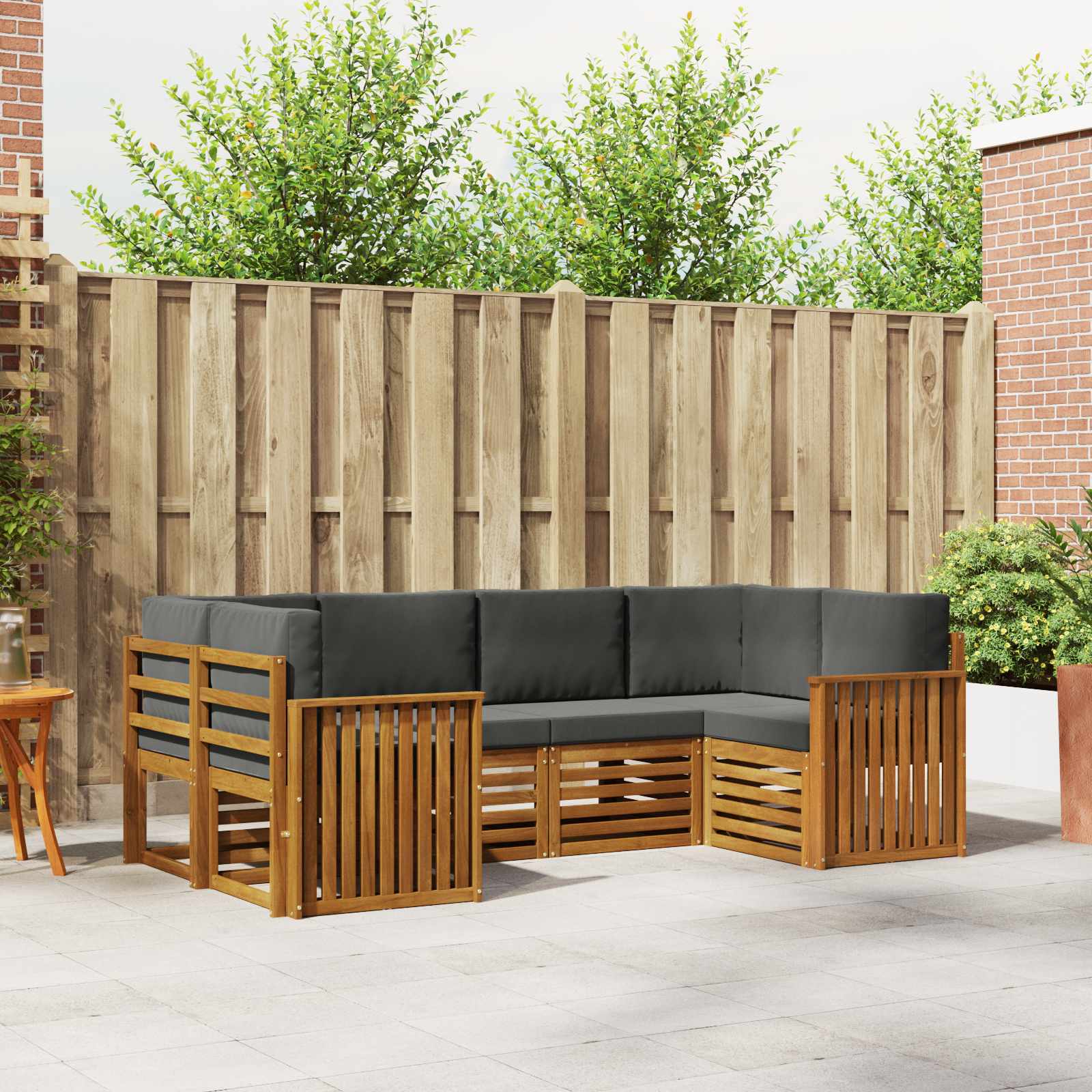 Sectional Sofa Set with Cushion 6 pcs Natural and Anthracite
