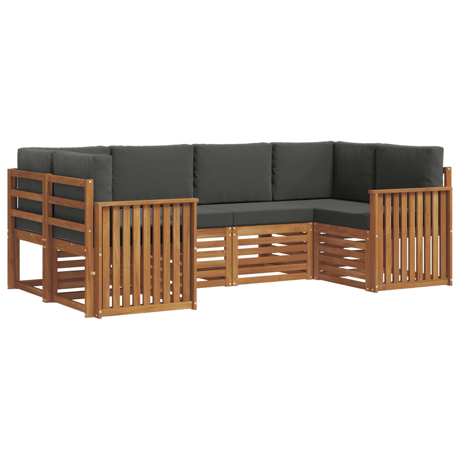 Sectional Sofa Set with Cushion 6 pcs Natural and Anthracite