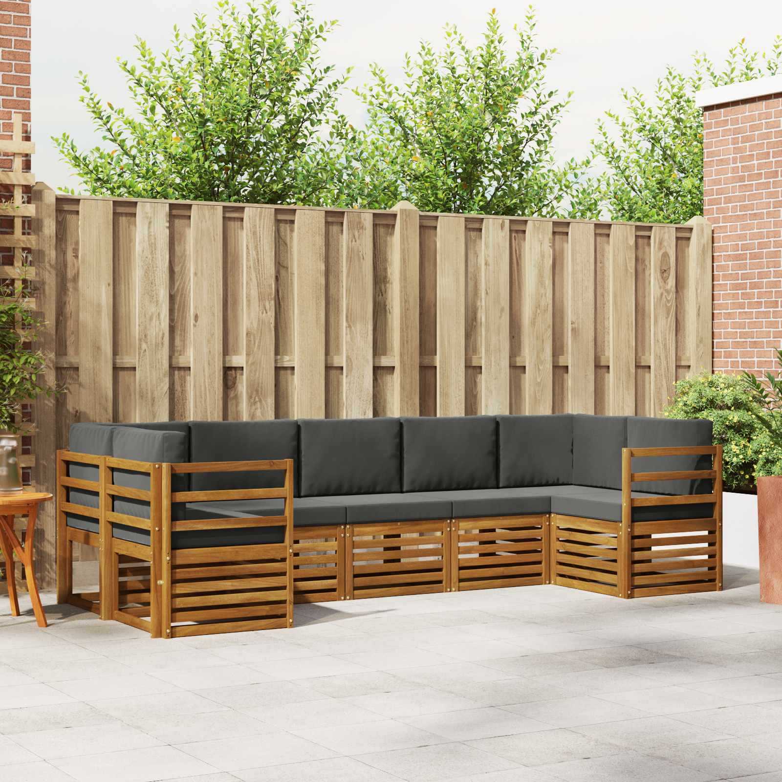 Sectional Sofa Set with Cushion 7 pcs Natural and Anthracite