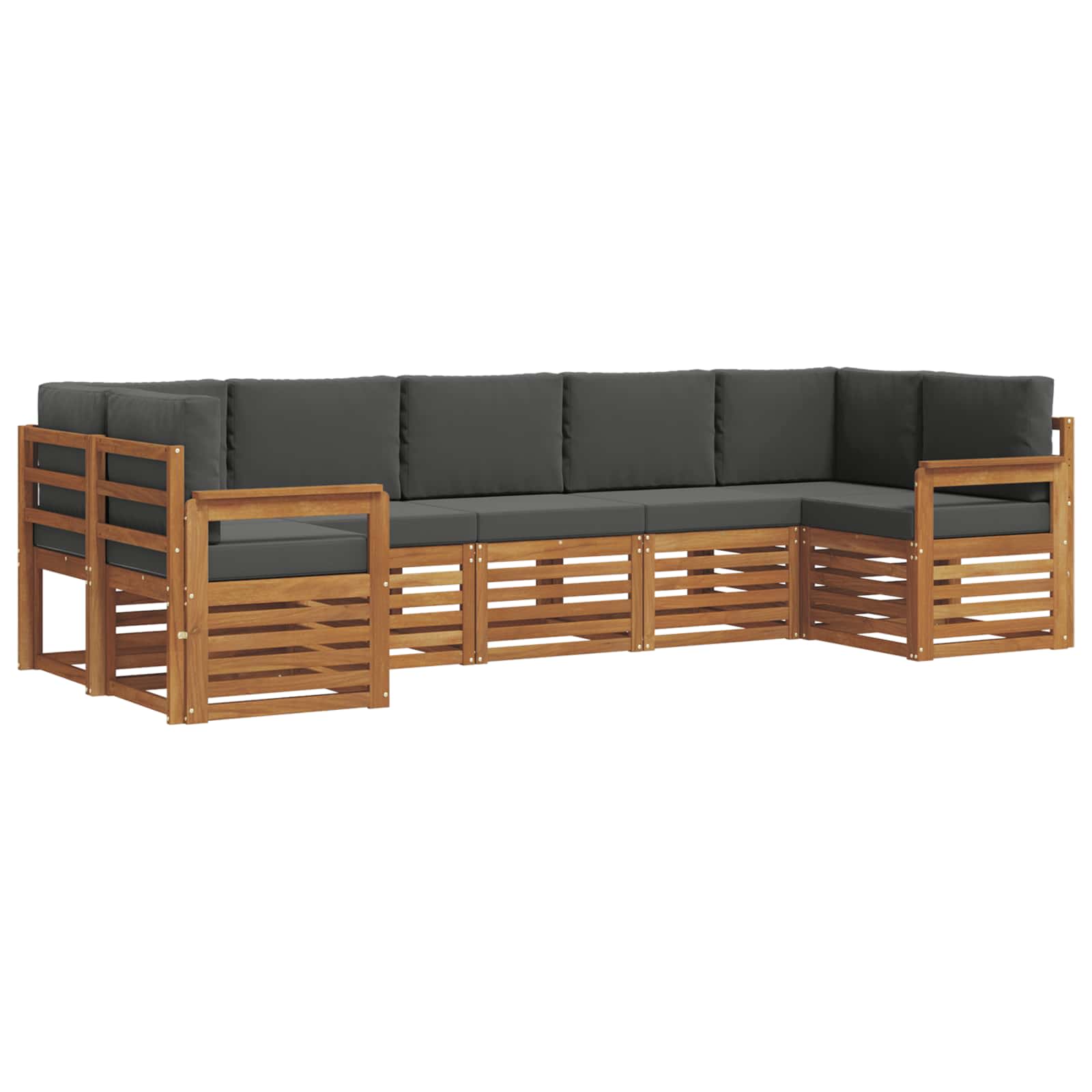 Sectional Sofa Set with Cushion 7 pcs Natural and Anthracite
