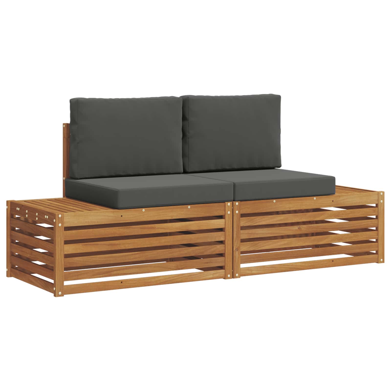 Outdoor Sofa Set with Cushion 2 Piece Natural and Anthracite
