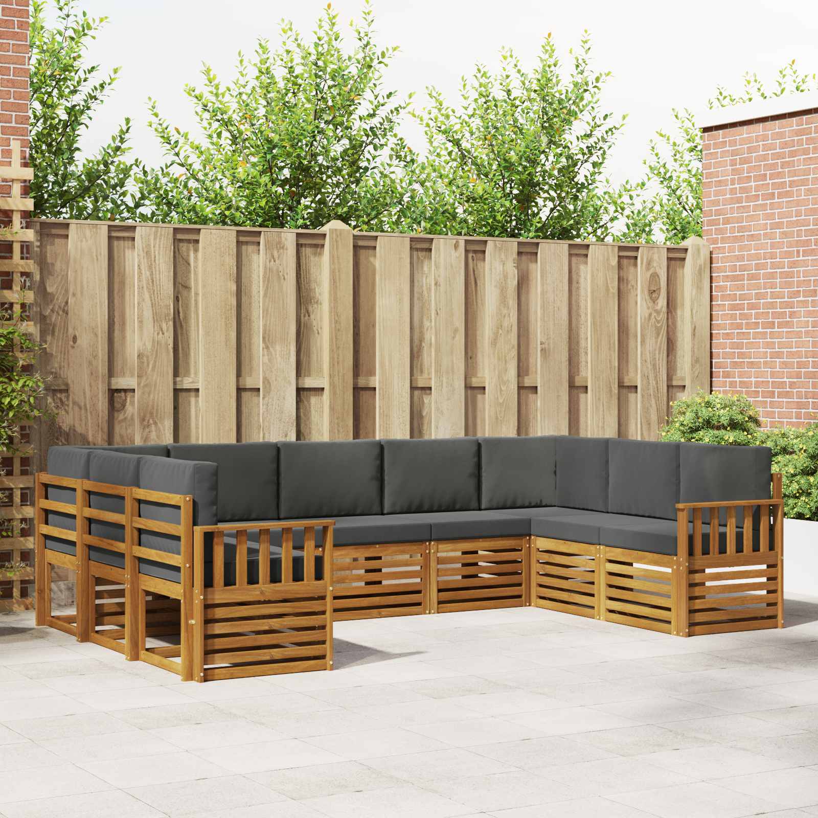 Sectional Sofa Set with Cushion 9 pcs Natural and Anthracite