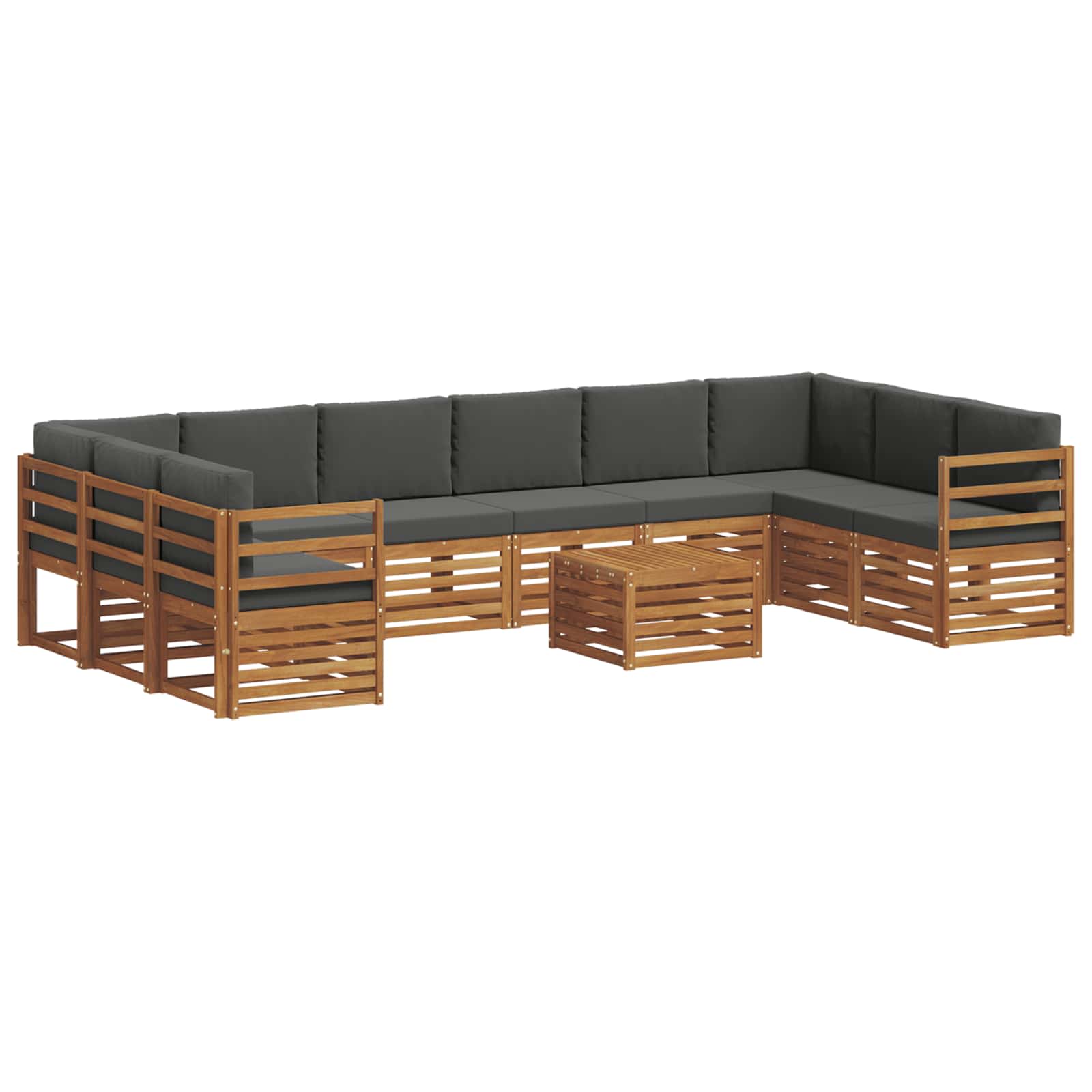 Outdoor Sofa Set with Cushion 11 pcs Natural and Anthracite