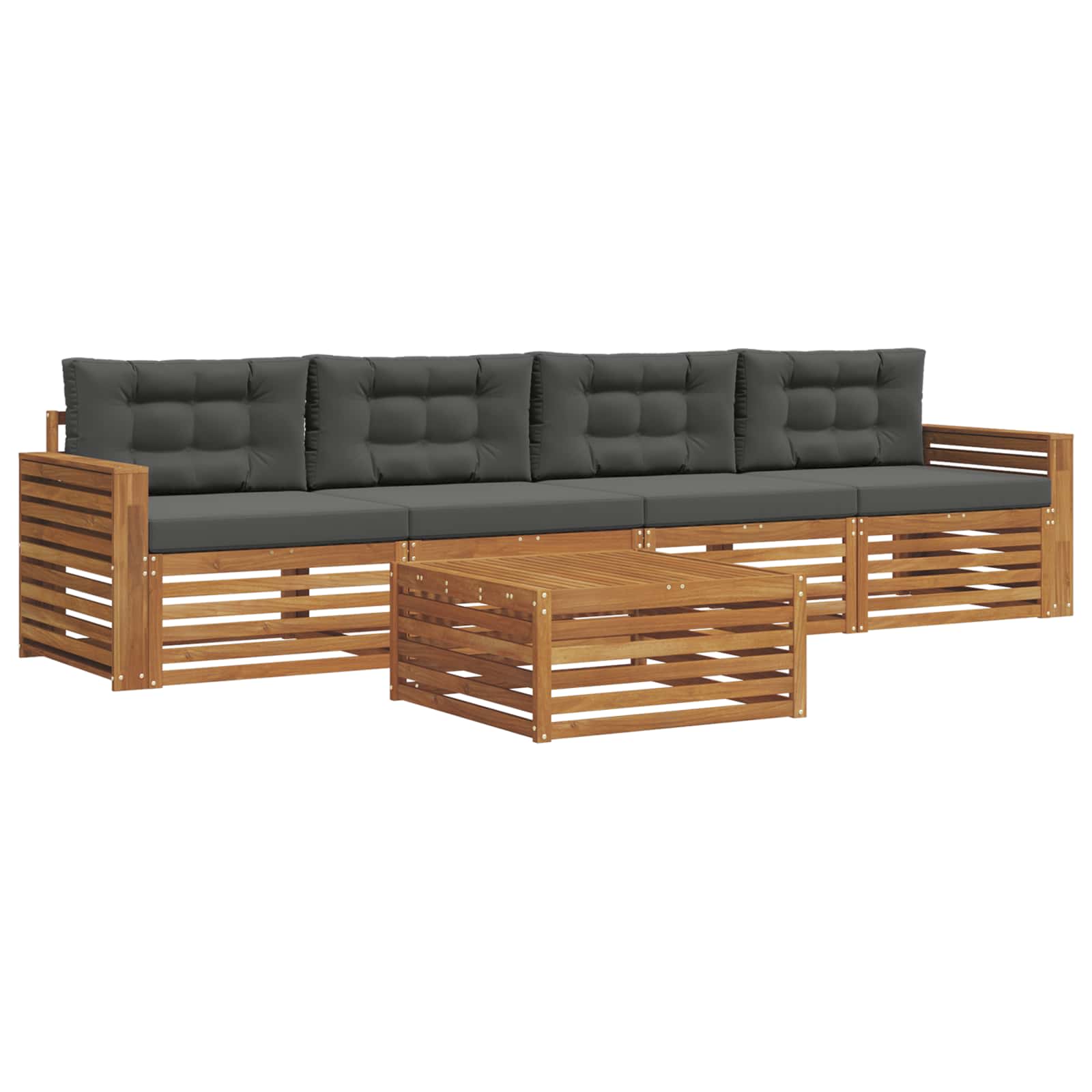 Outdoor Sofa Set with Cushion 5 pcs Natural and Anthracite