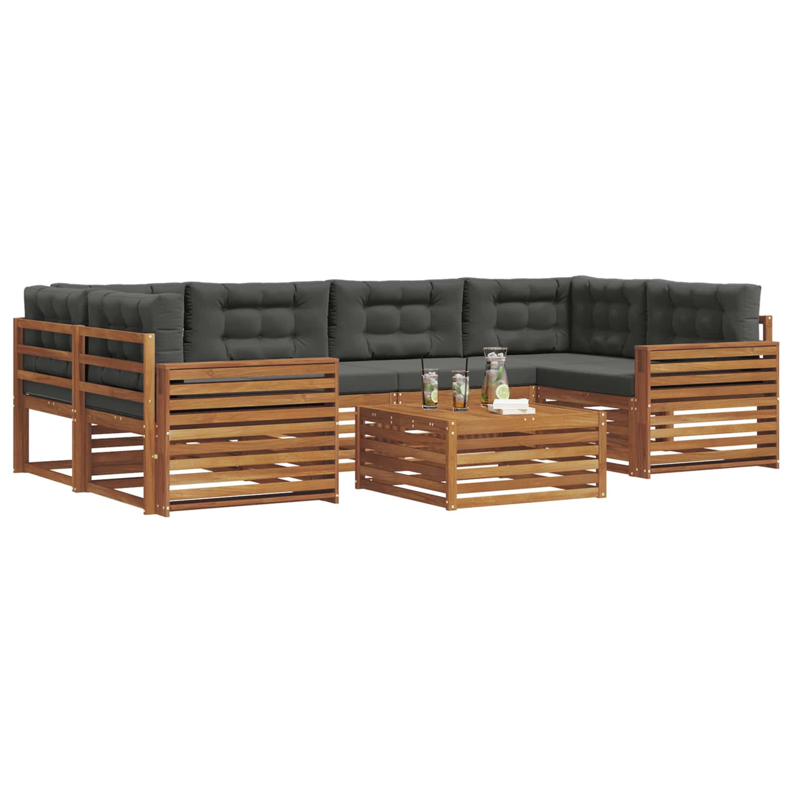 Outdoor Sofa Set with Cushion 7 pcs Natural and Anthracite
