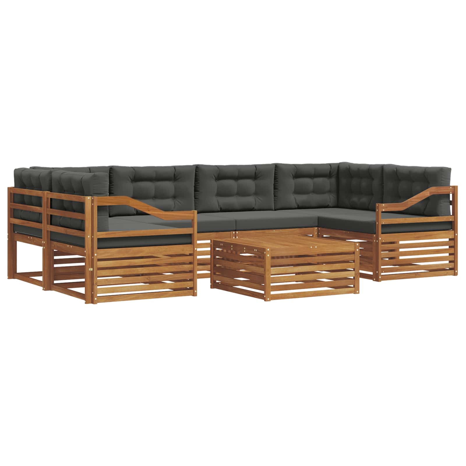 Outdoor Sofa Set with Cushion 7 pcs Natural and Anthracite