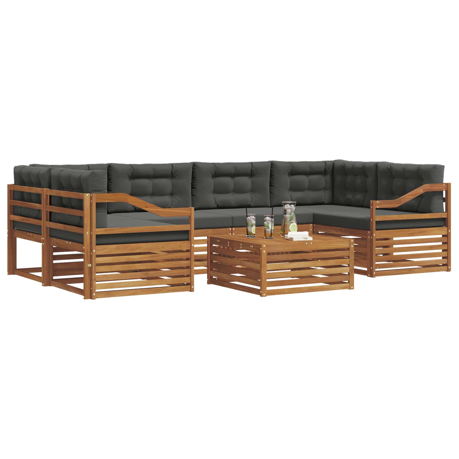 Outdoor Sofa Set with Cushion 7 pcs Natural and Anthracite