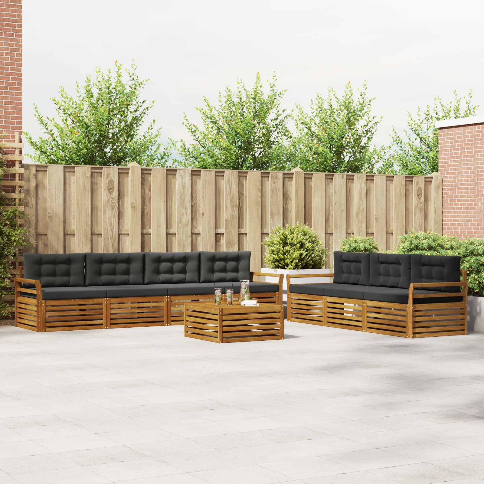 Outdoor Sofa Set with Cushion 8 pcs Natural and Anthracite