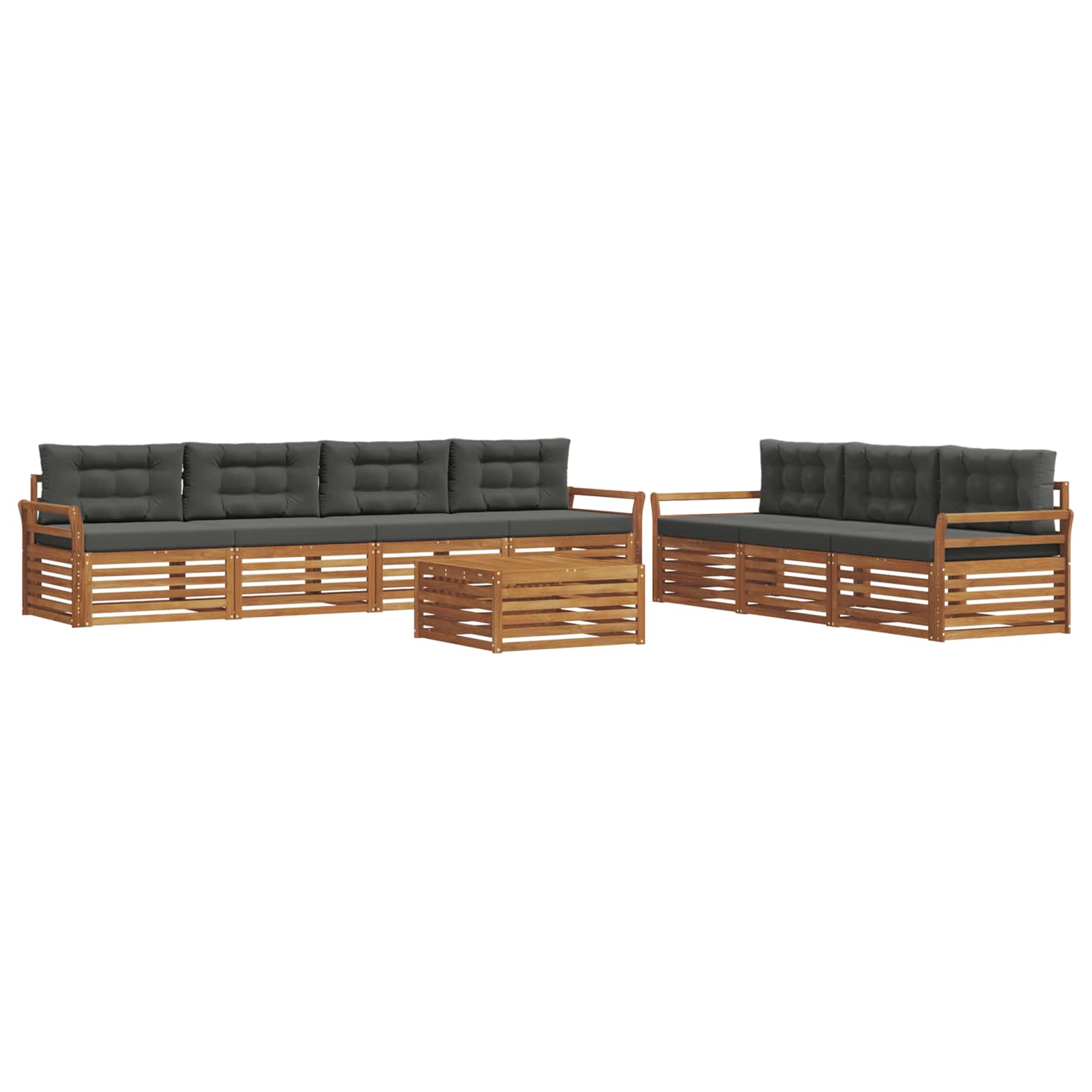 Outdoor Sofa Set with Cushion 8 pcs Natural and Anthracite