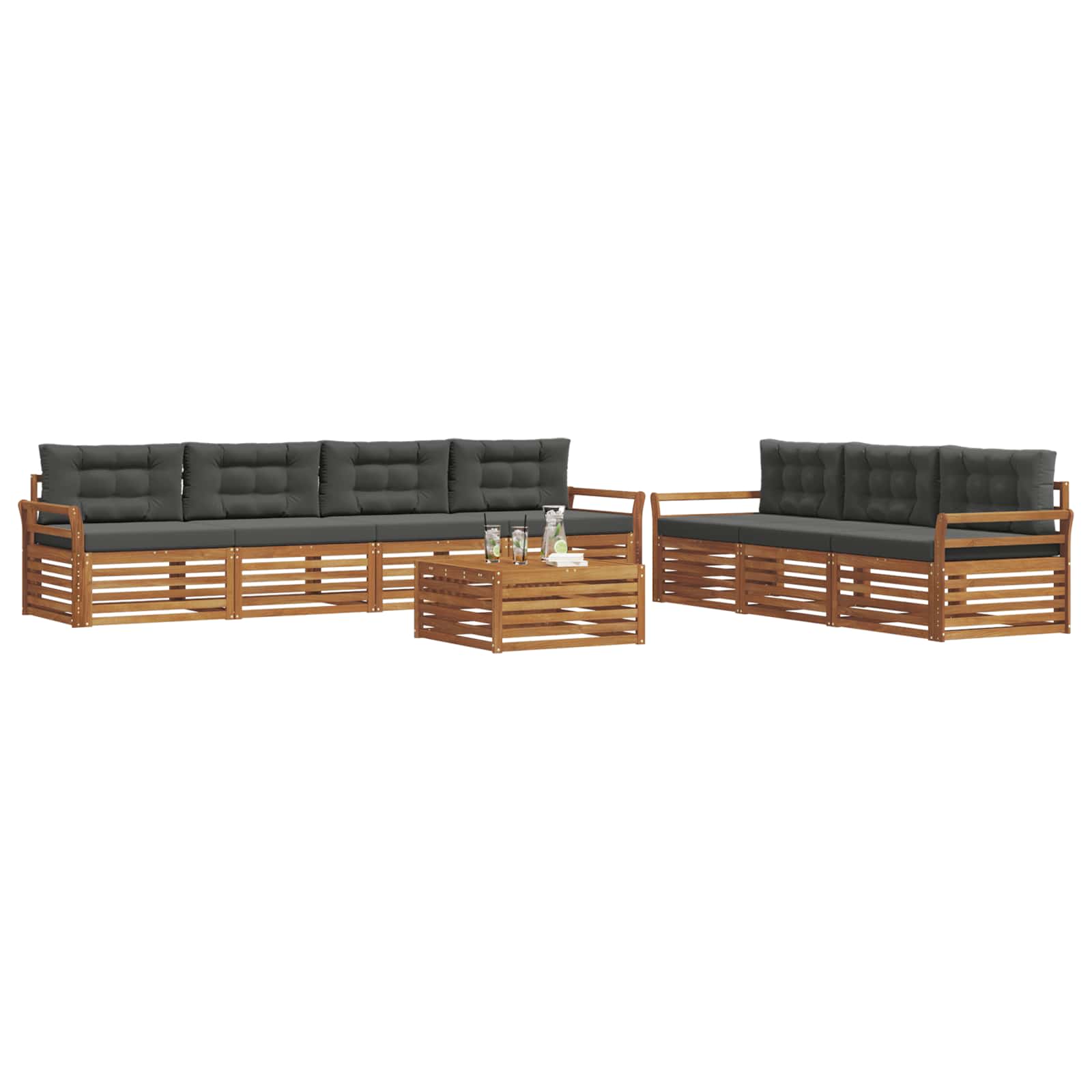 Outdoor Sofa Set with Cushion 8 pcs Natural and Anthracite