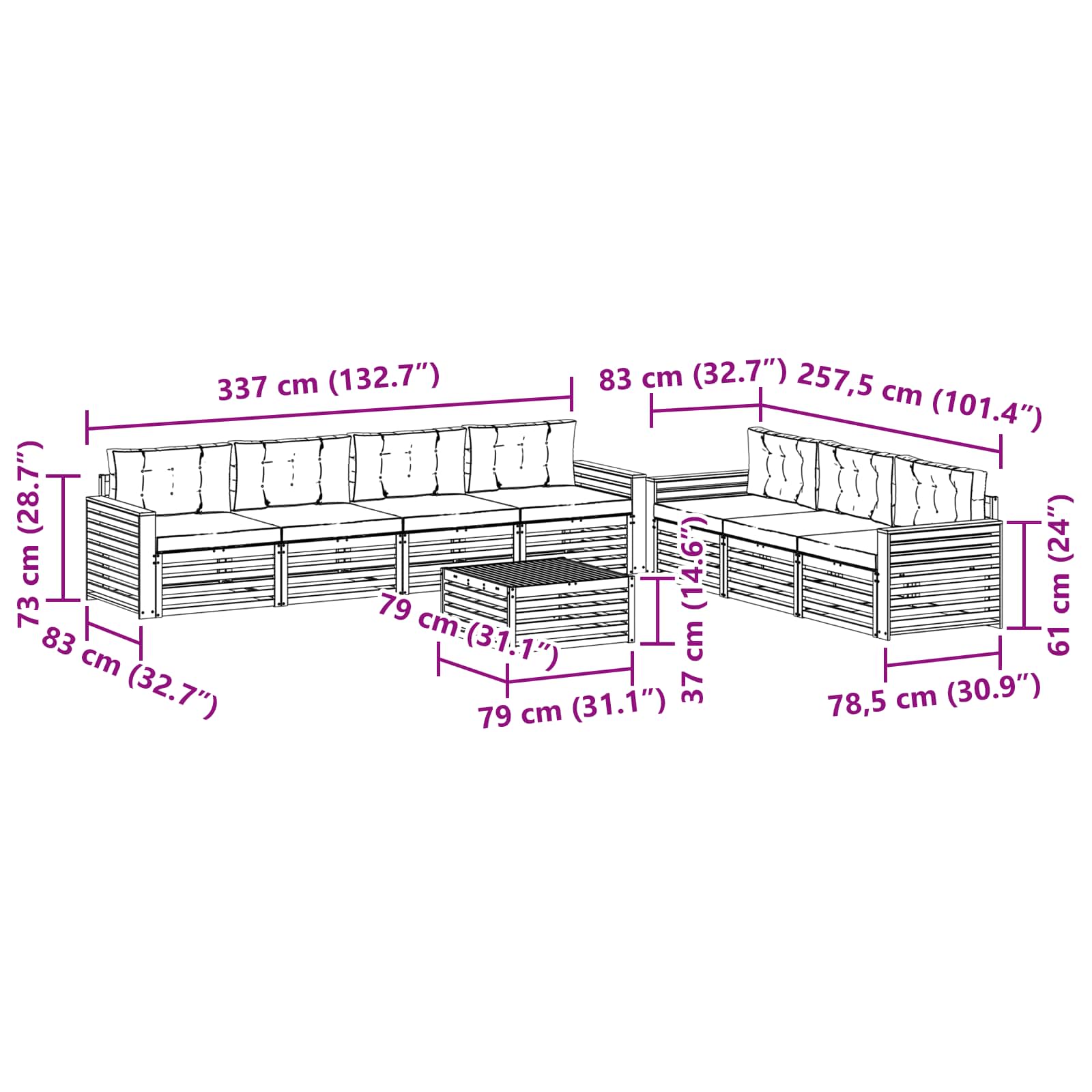Outdoor Sofa Set with Cushion 8 pcs Natural and Anthracite