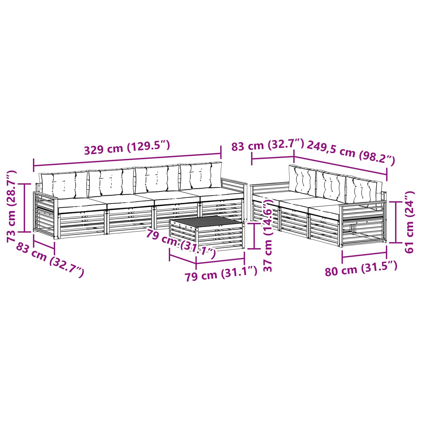 Outdoor Sofa Set with Cushion 8 pcs Natural and Anthracite