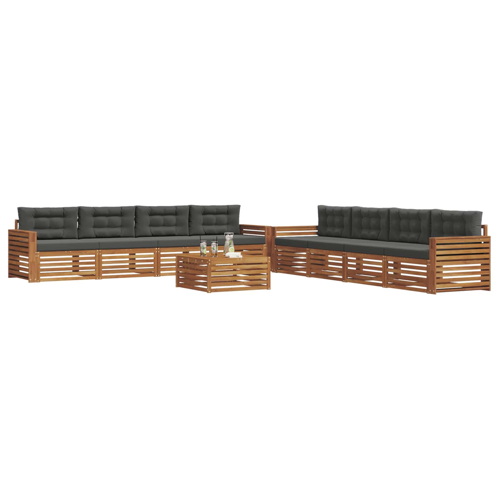Outdoor Sofa Set with Cushion 9 pcs Natural and Anthracite