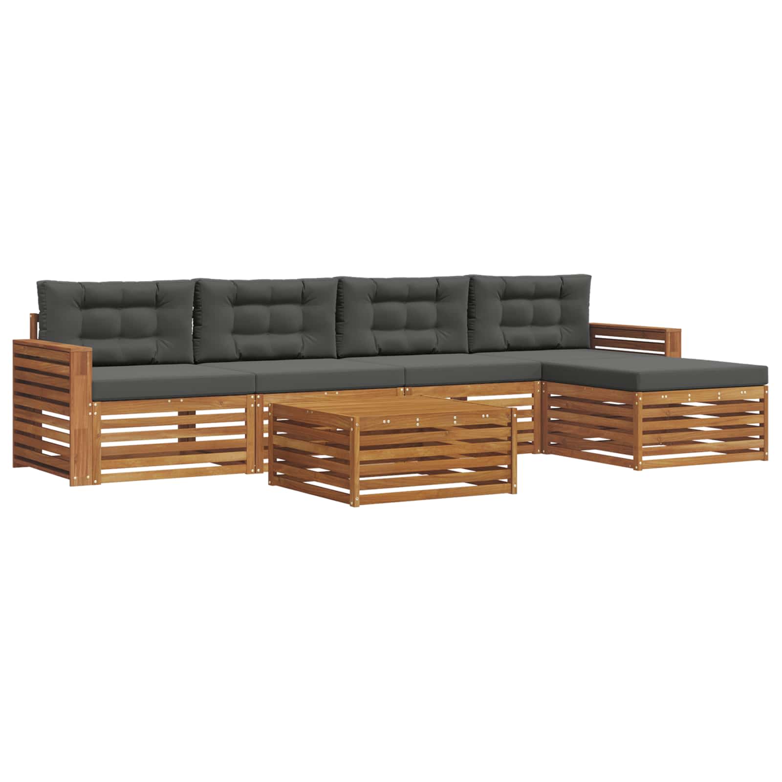 Outdoor Sofa Set with Cushion 6 pcs Natural and Anthracite