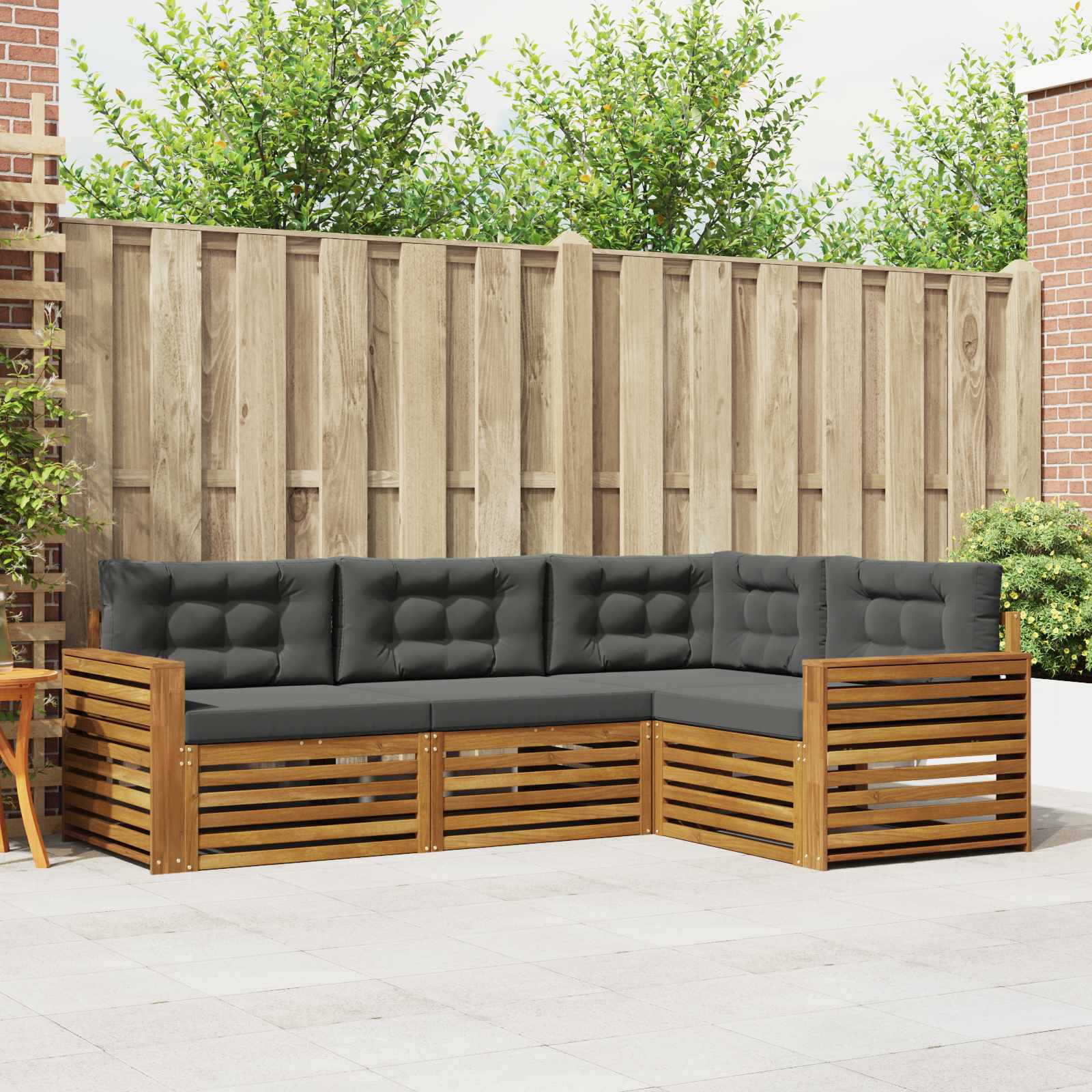 Outdoor Sofa Set with Cushion 4 pcs Natural and Anthracite
