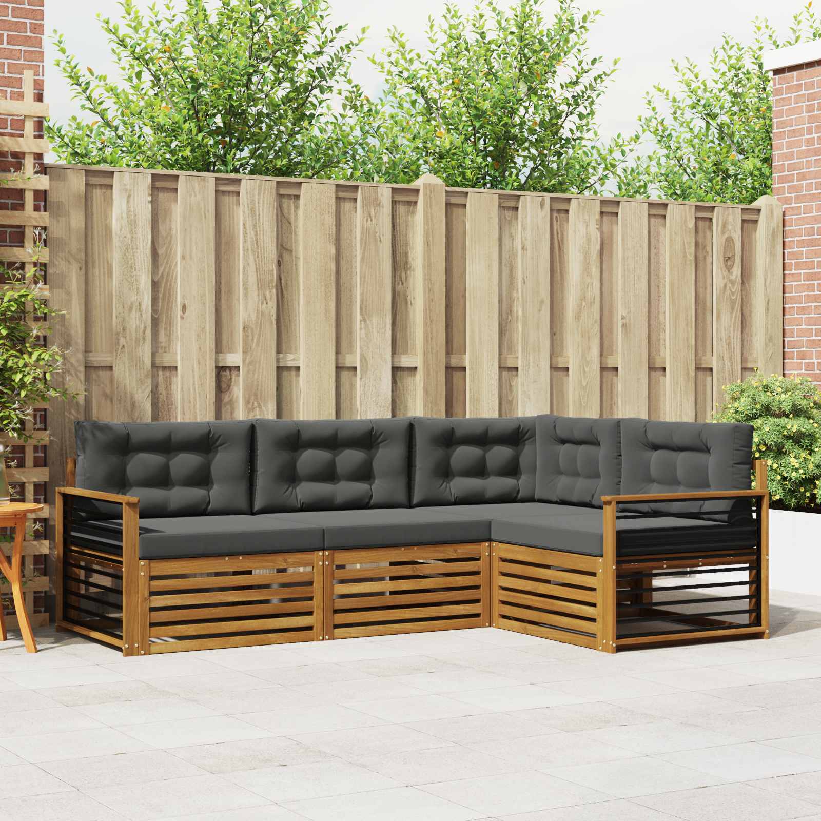 Outdoor Sofa Set with Cushion 4 pcs Natural and Anthracite