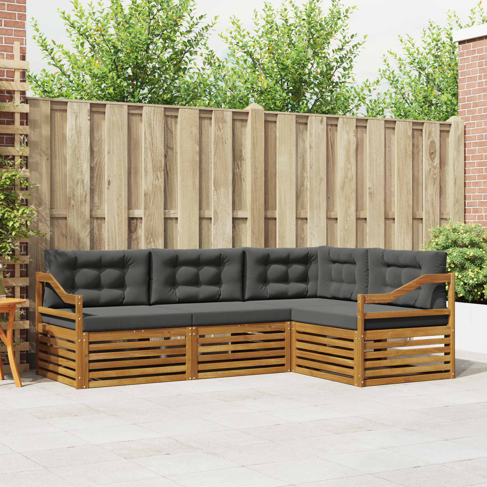 Outdoor Sofa Set with Cushion 4 pcs Natural and Anthracite