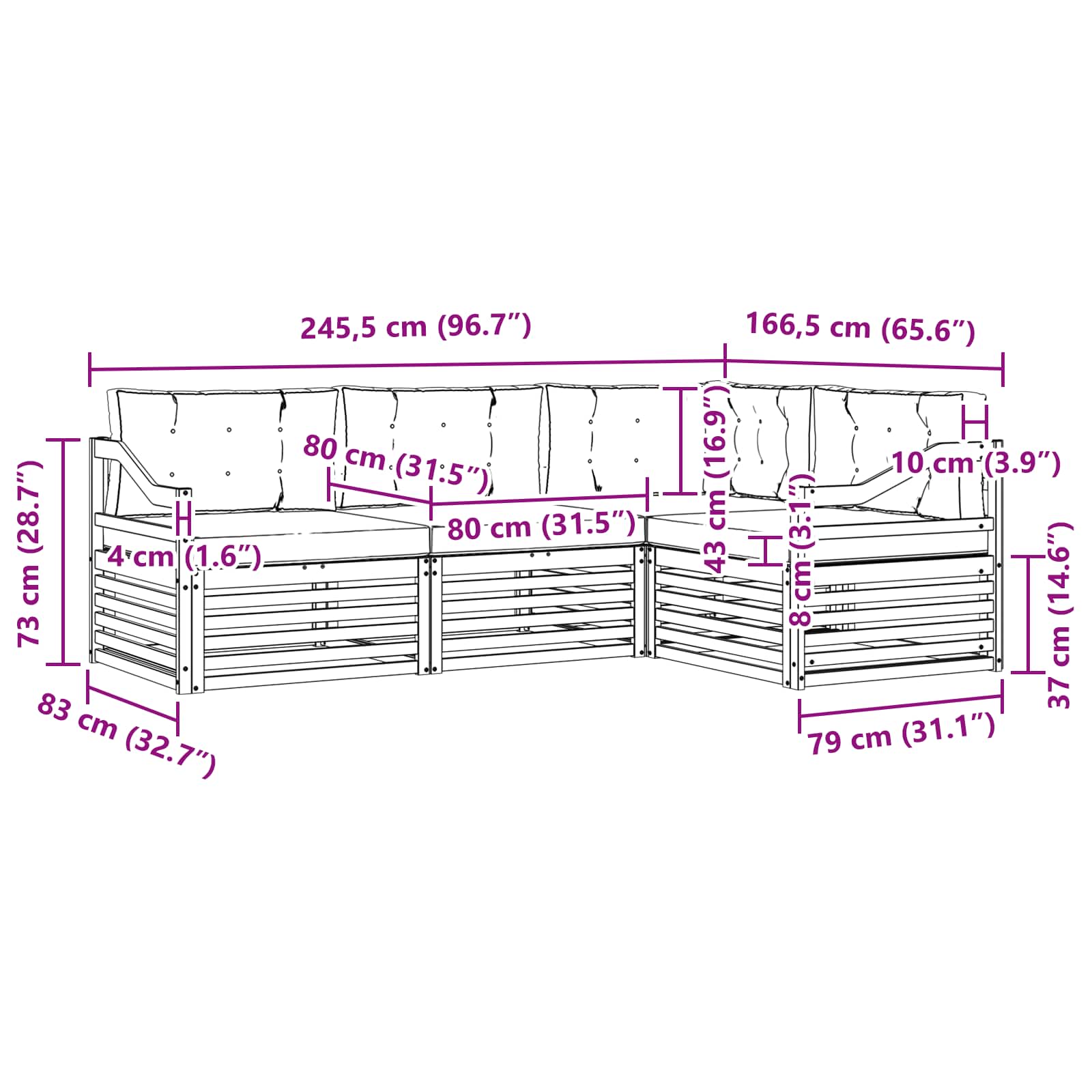 Outdoor Sofa Set with Cushion 4 pcs Natural and Anthracite
