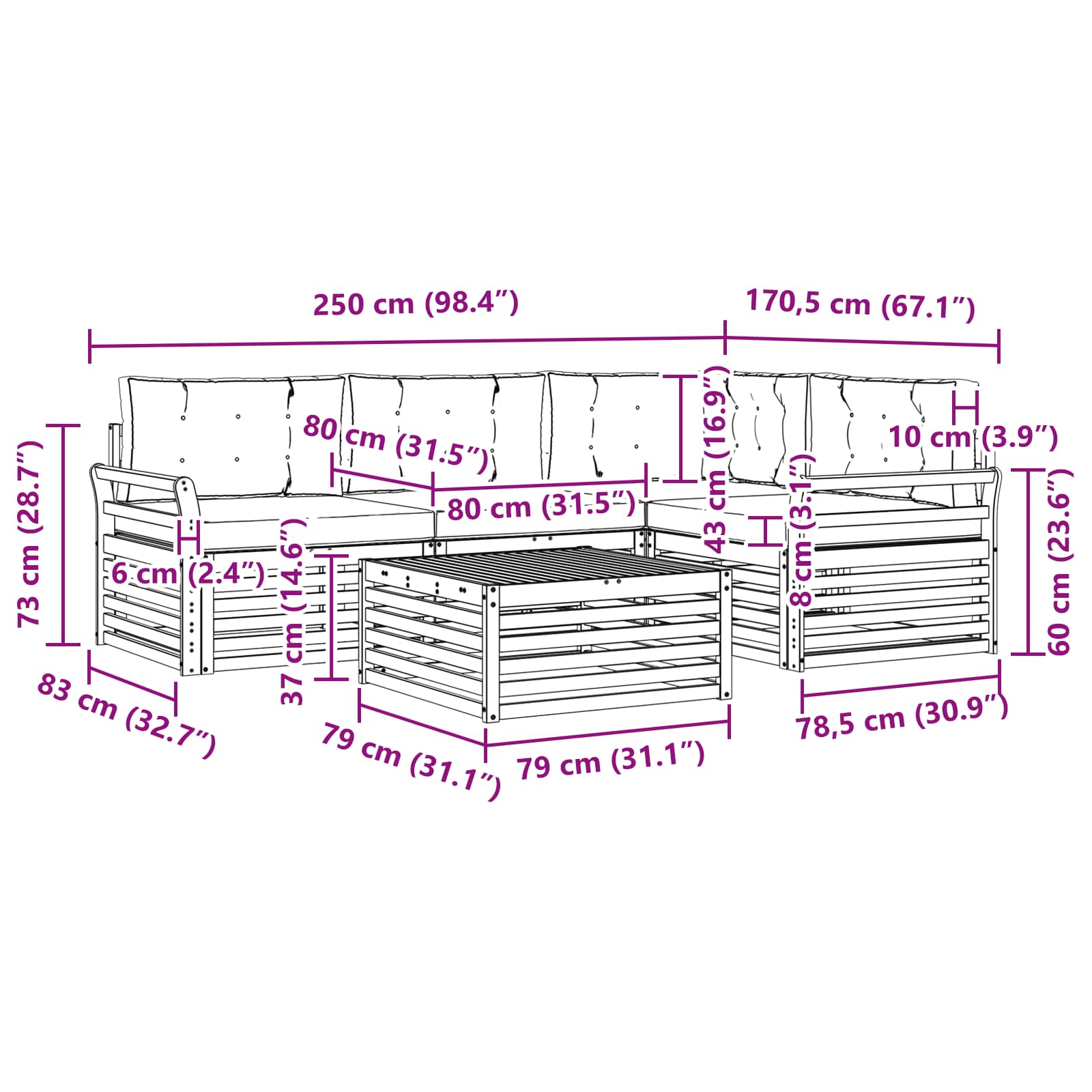 Outdoor Sofa Set with Cushion 5 pcs Natural and Anthracite