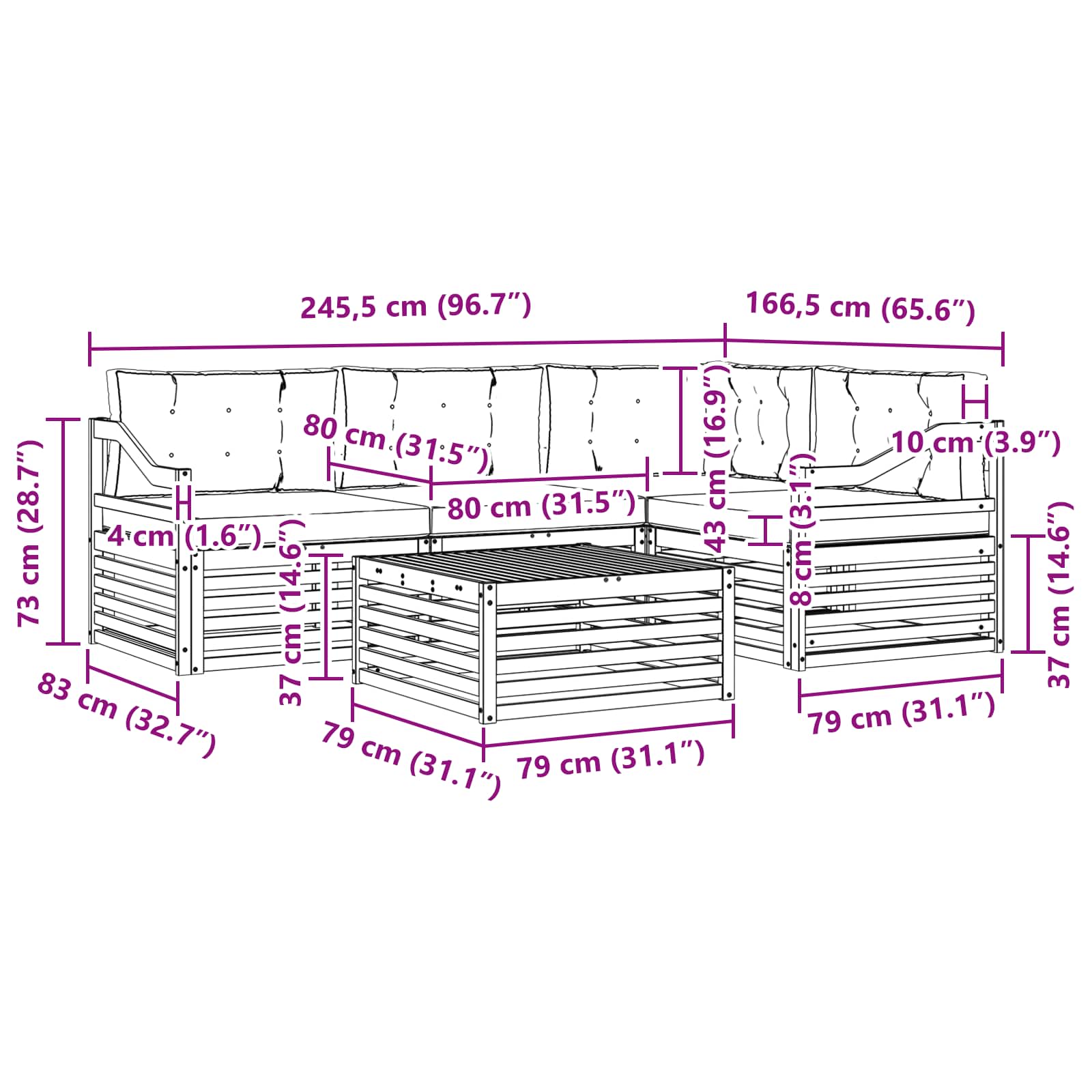 Outdoor Sofa Set with Cushion 5 pcs Natural and Anthracite