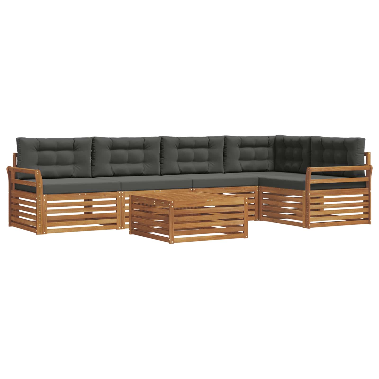 Outdoor Sofa Set with Cushion 6 pcs Natural and Anthracite